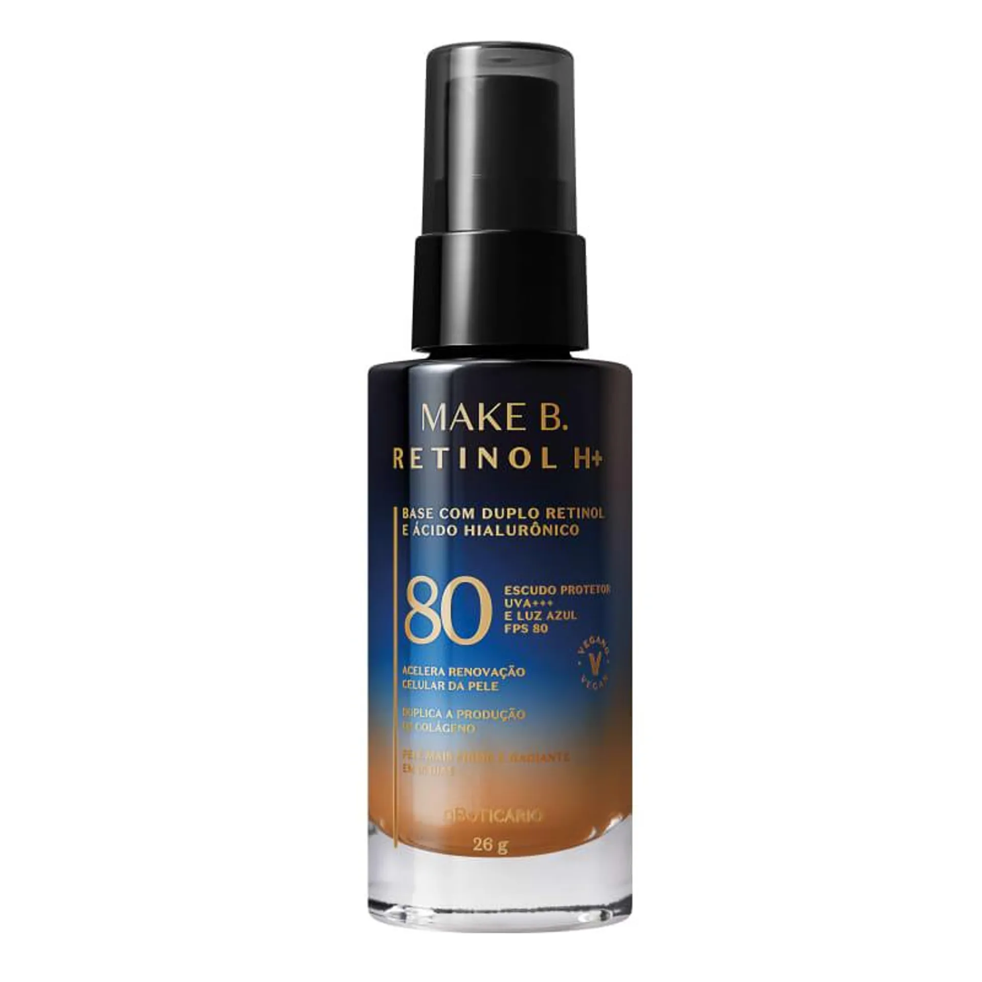 Base Líquida Cor 65 com FPS 80 Make B. Retinol H+ 26g