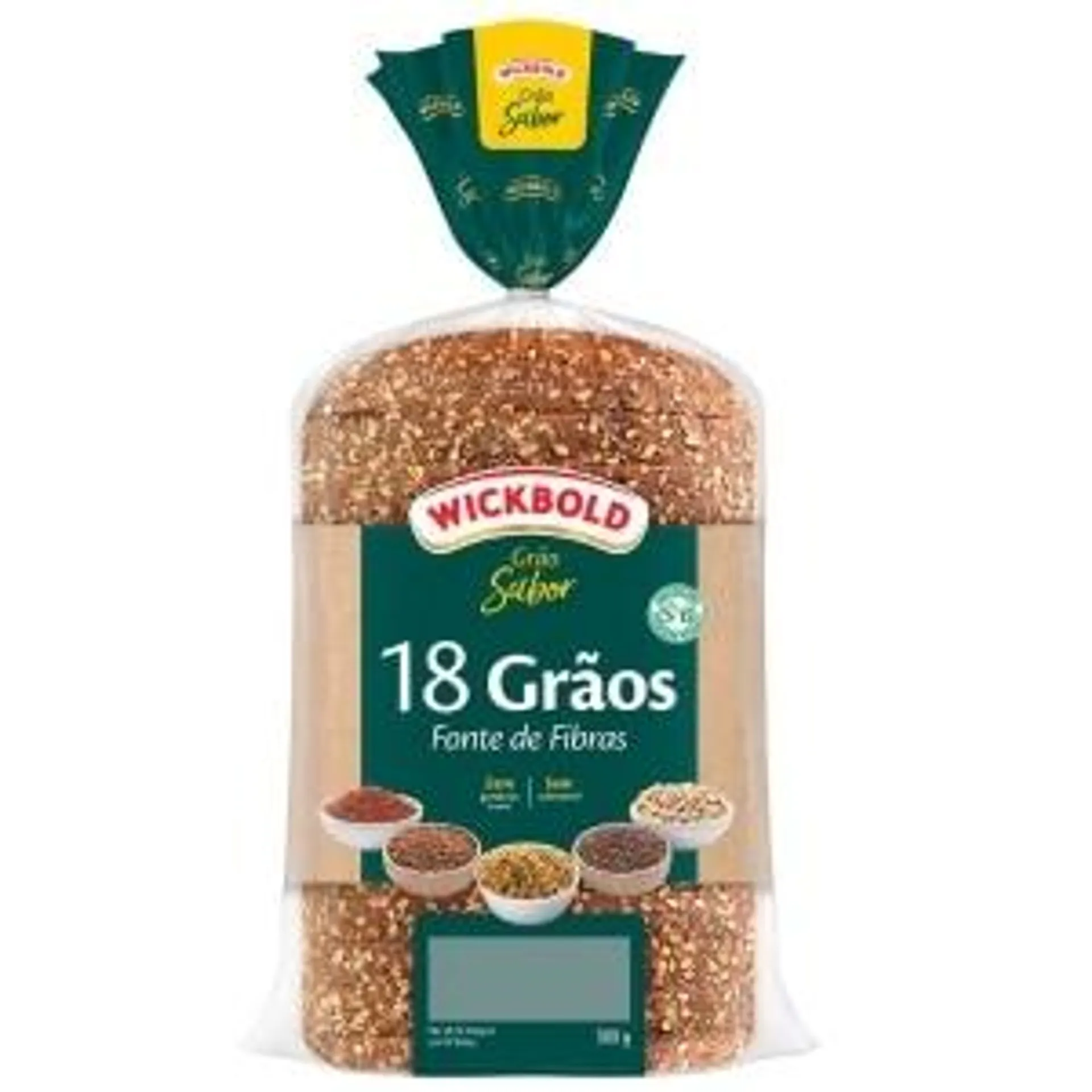 Pão Wickbold Grão Sabor 18 Grãos Fonte de Fibras 450g