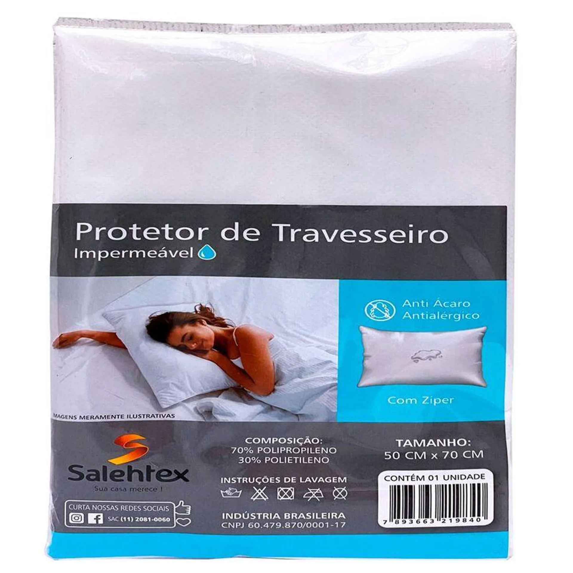 Protetor de Travesseiro Impermeável Branco 219840 - Salehtex