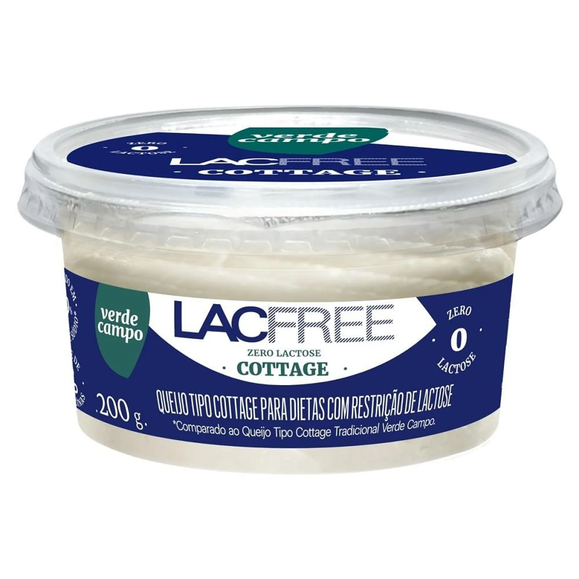 Queijo Cottage Zero Lactose Lacfree Verde Campo 200g