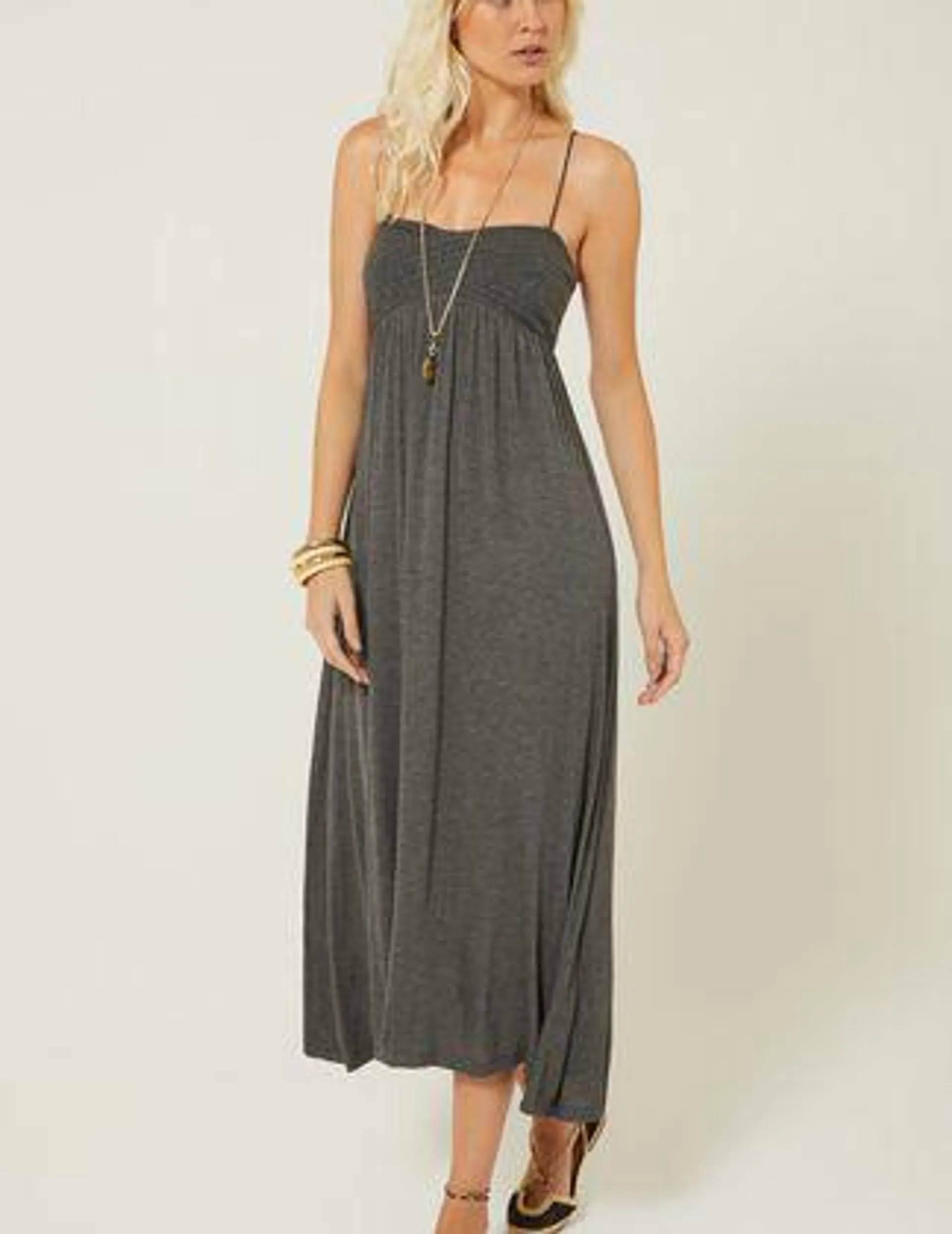Vestido Midi Mescla Top Tricot
