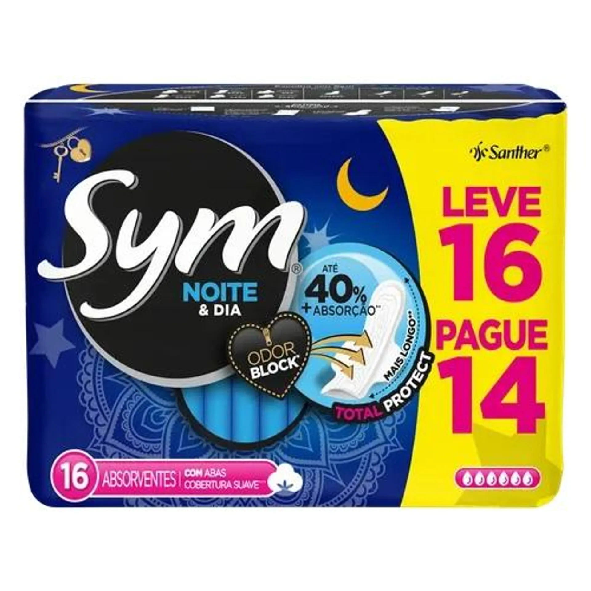 Absorvente Sym Noite-Dia C/ Abas Leve 16 Pague 14