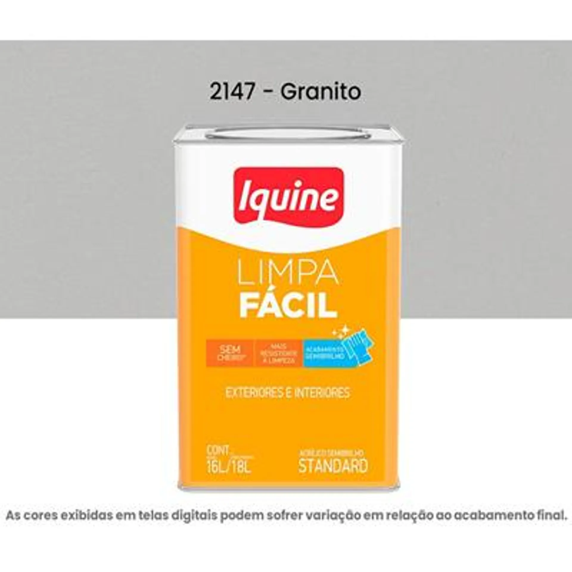 Tinta Acrilica Iquine Standard Semibrilho 16L Limpa Fácil 2147 Granito (MP)