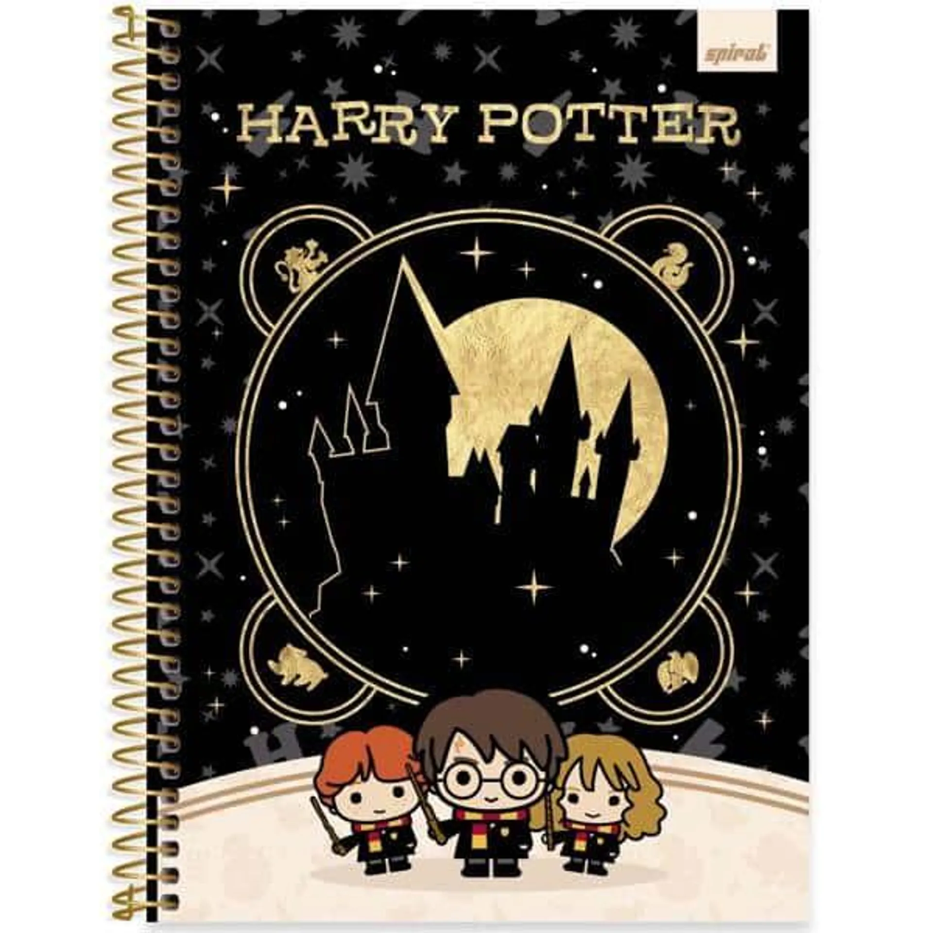 Caderno Universitário Capa Dura, 1 x 1, 80 Folhas, Harry Potter Charms, 2513233, Spiral Hpc - PT 1 UN