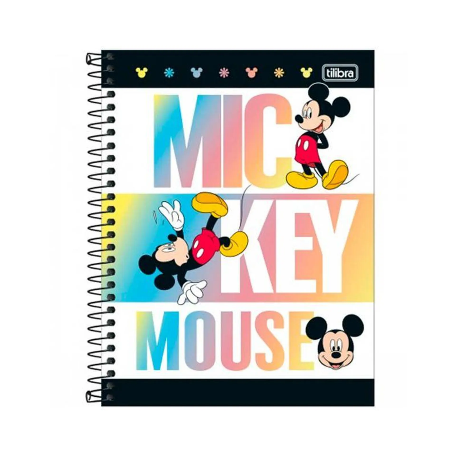 Caderno Espiral Capa Dura Mickey 1 Matéria 80 Folhas Sortido - Tilibra