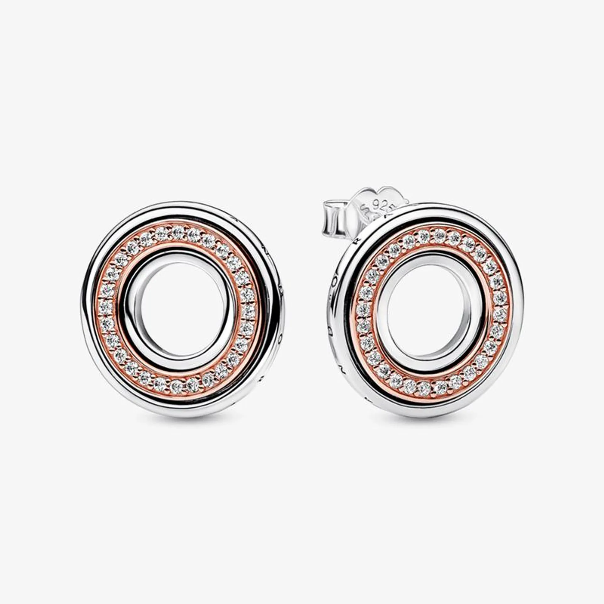 Brincos Pandora Signature Dois Tons Logo _ Pave