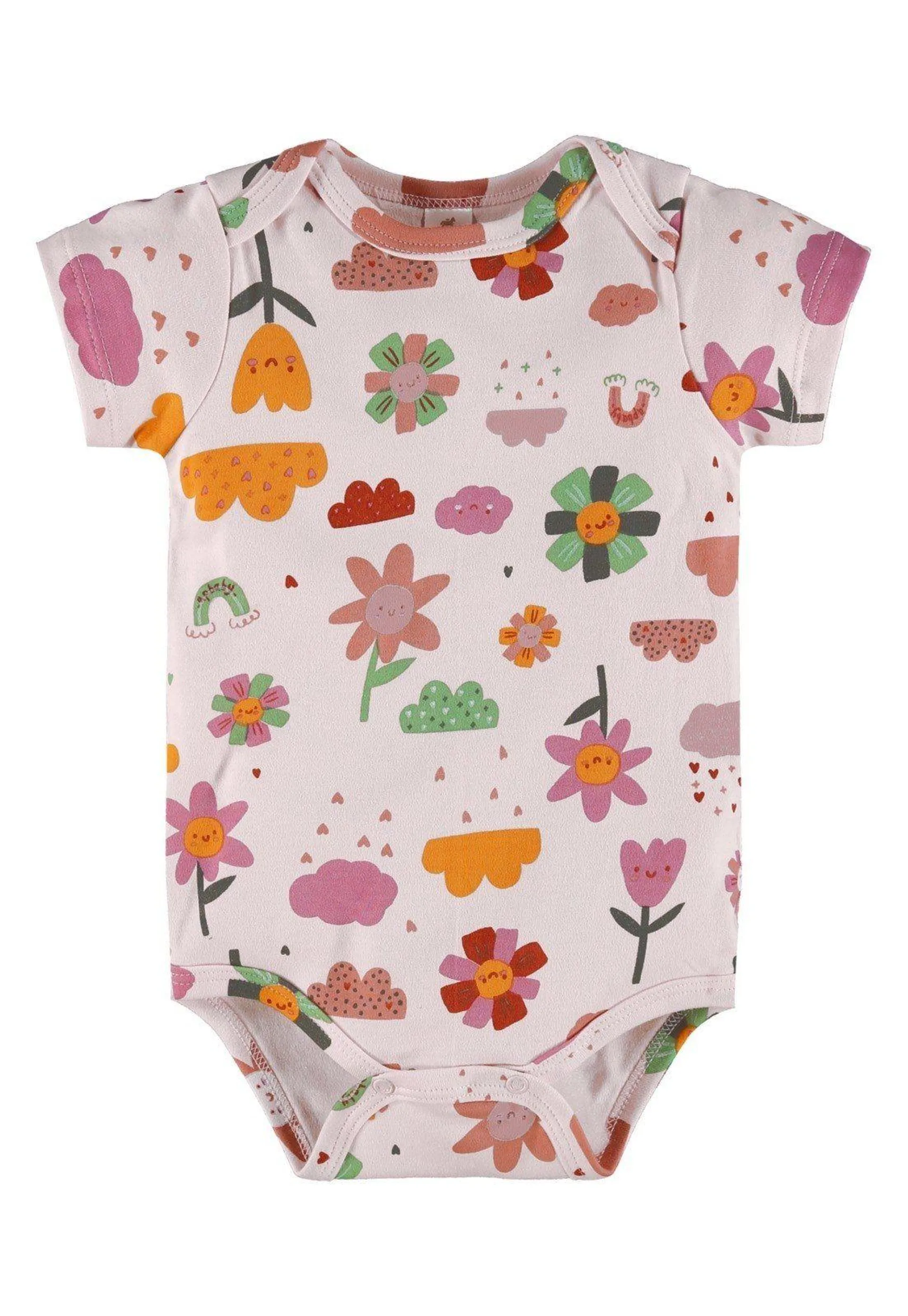 Body Manga Curta Essentials Menina Up Baby Rosa Claro