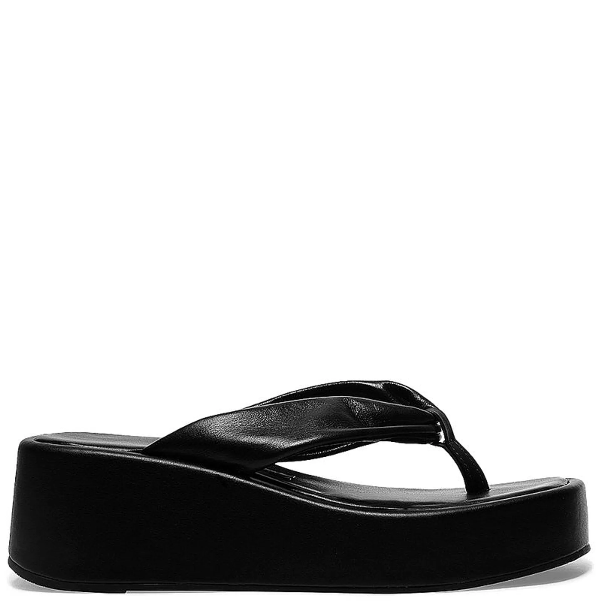 Sandália Papete Thong Plataforma Flatform Preta