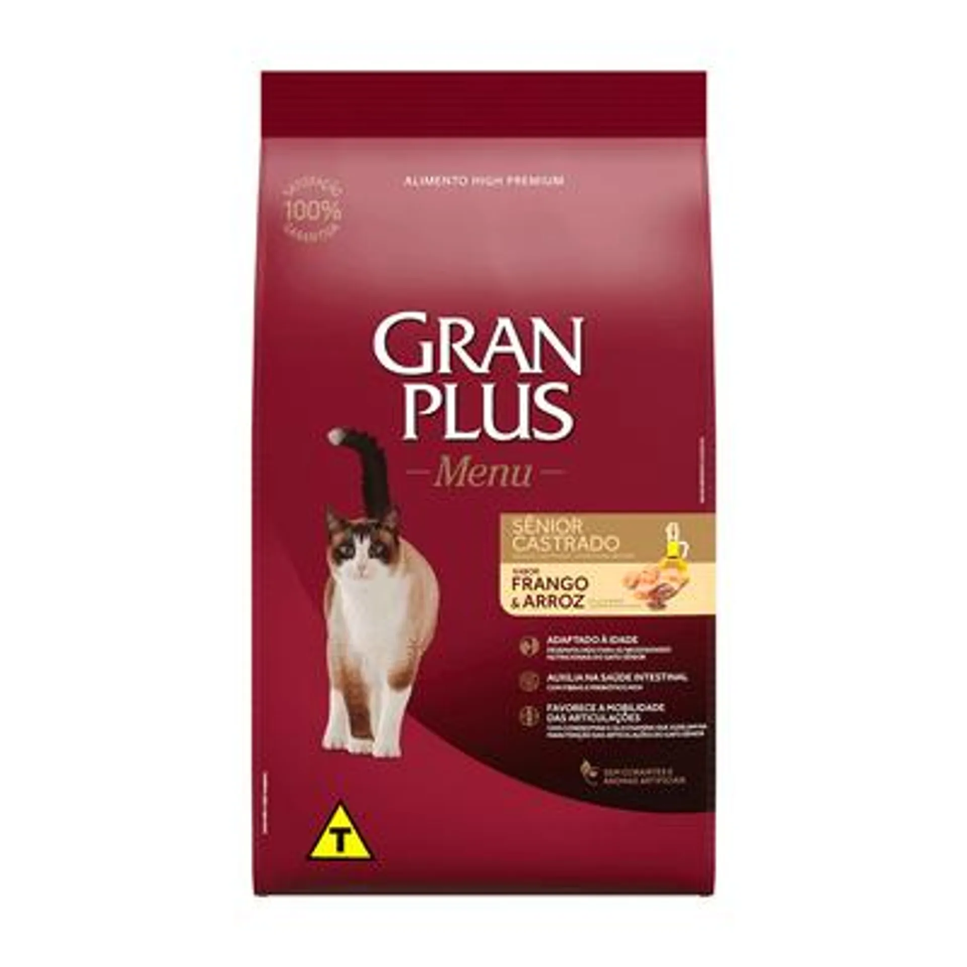 Ração GranPlus Menu Gato Sênior Castrados Frango e Arroz 3 kg