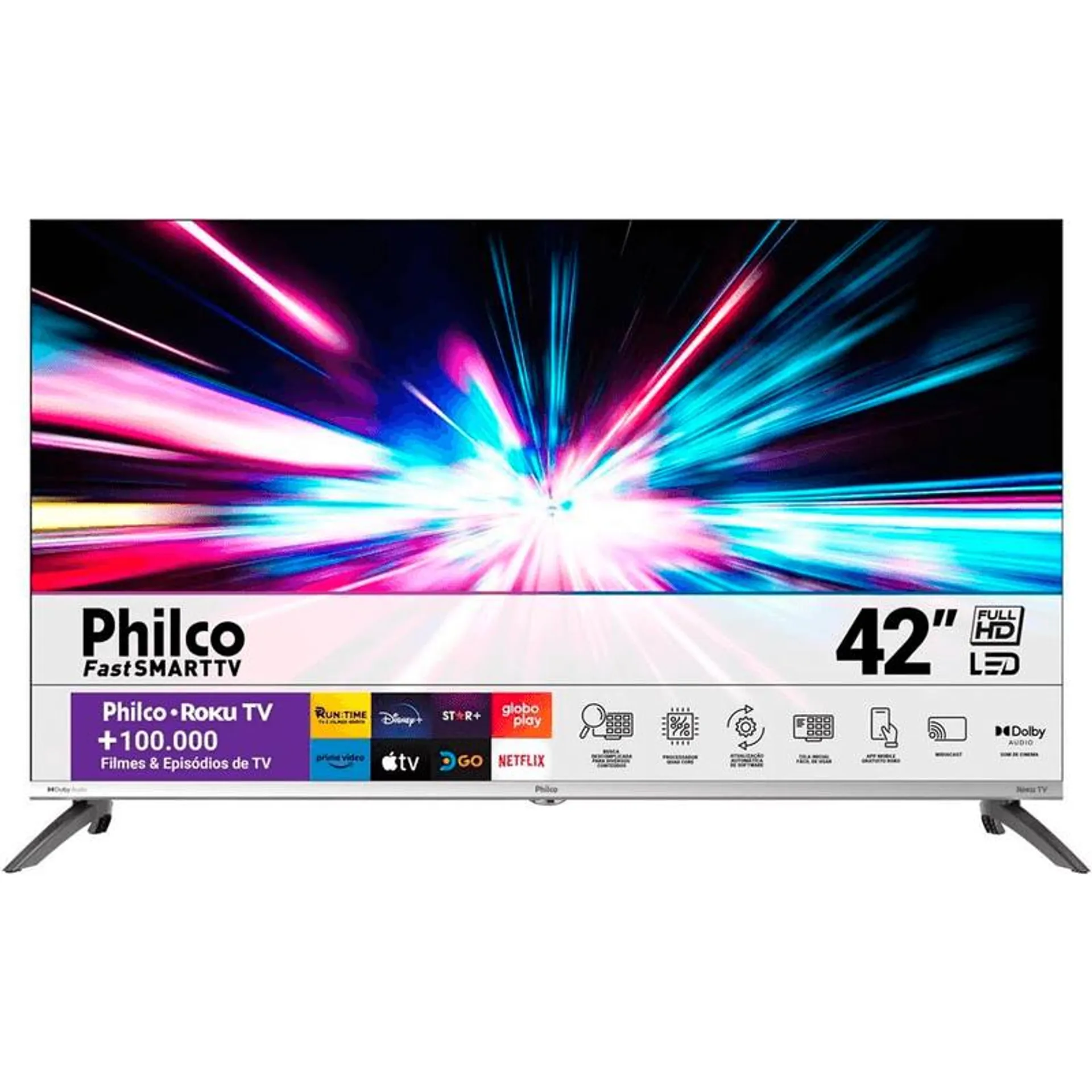 Smart TV LED 42" Philco Roku TV Dolby Audio PTV42M9GR2CMB