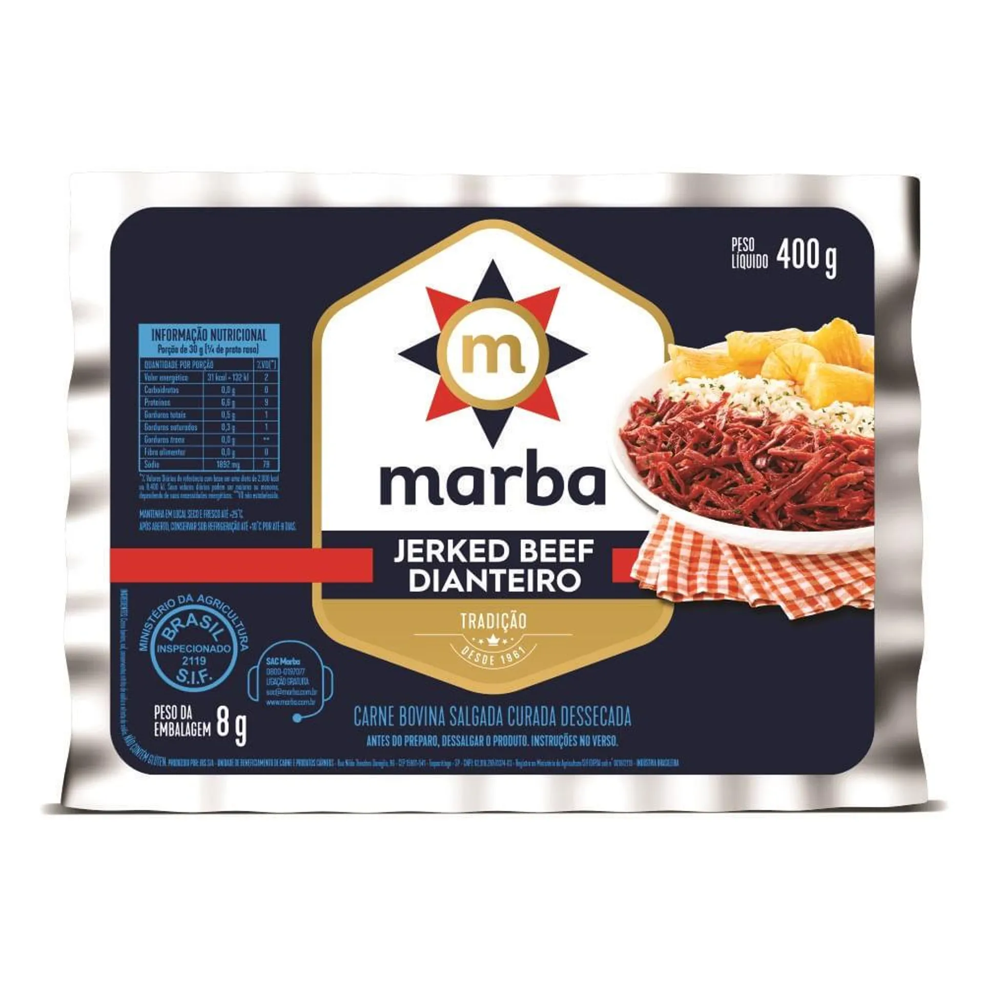 Jerked Beef Marba 400g Dianteiro