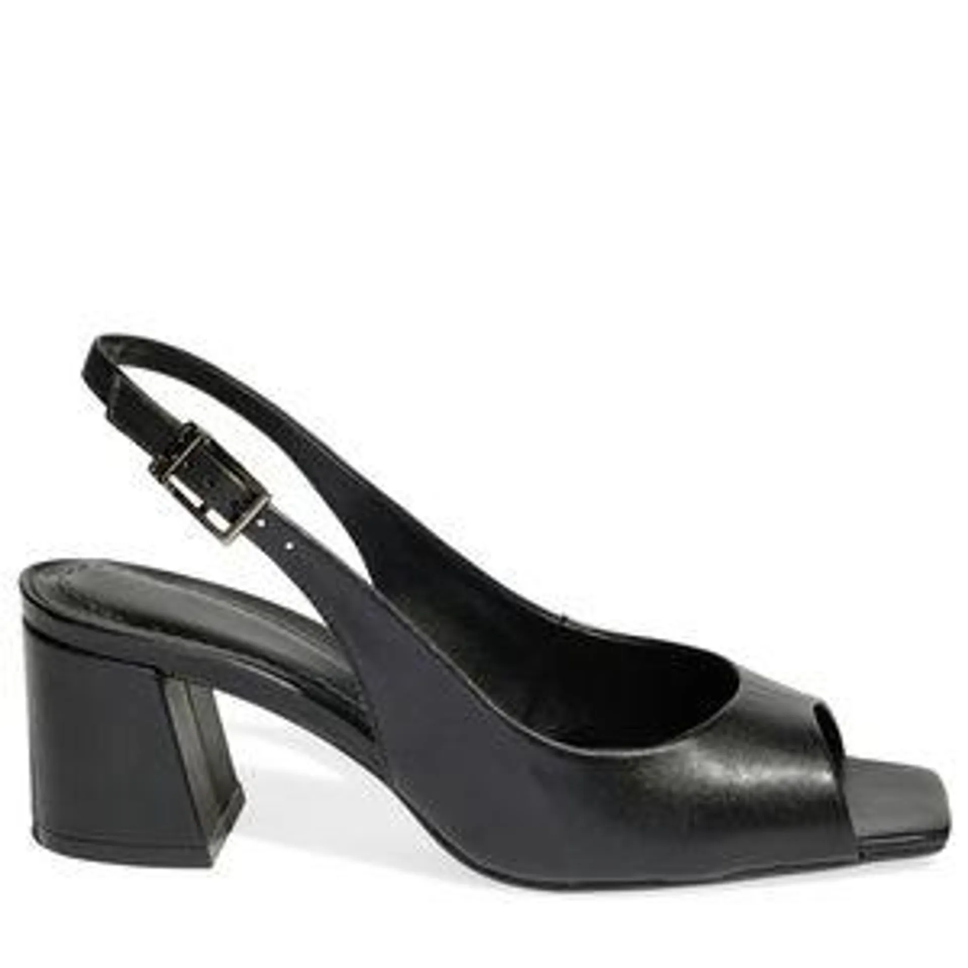 Peep Toe Couro Pelica Soft Preto