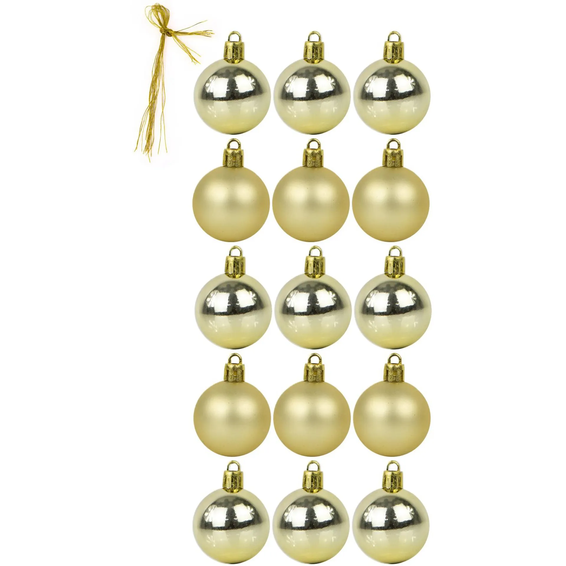 Kit de Bola de Natal Plástico 15 Peças 4cm Dourado - Bianchini