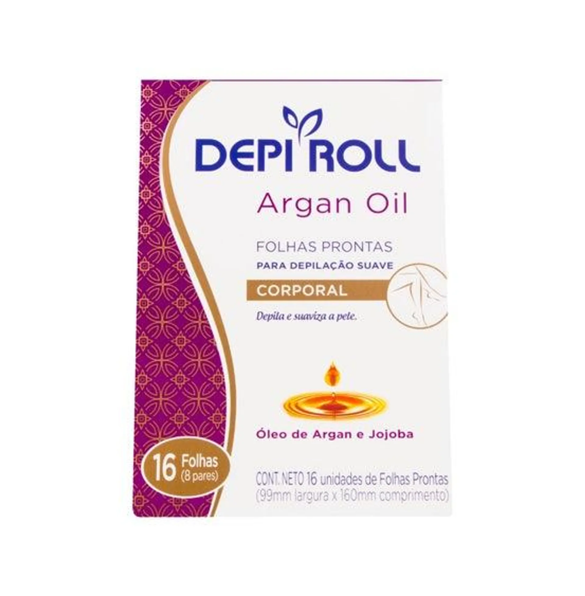 Folha Pronta Depilação Depi Roll Corpo Argan 8pares