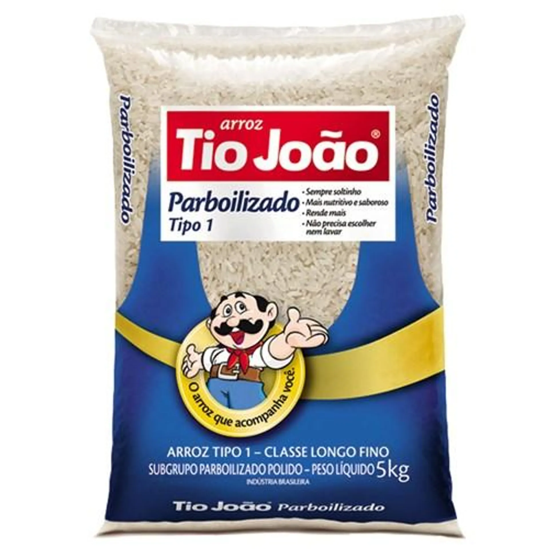 Arroz Tipo 1 Parboilizado Tio João Pacote 5Kg