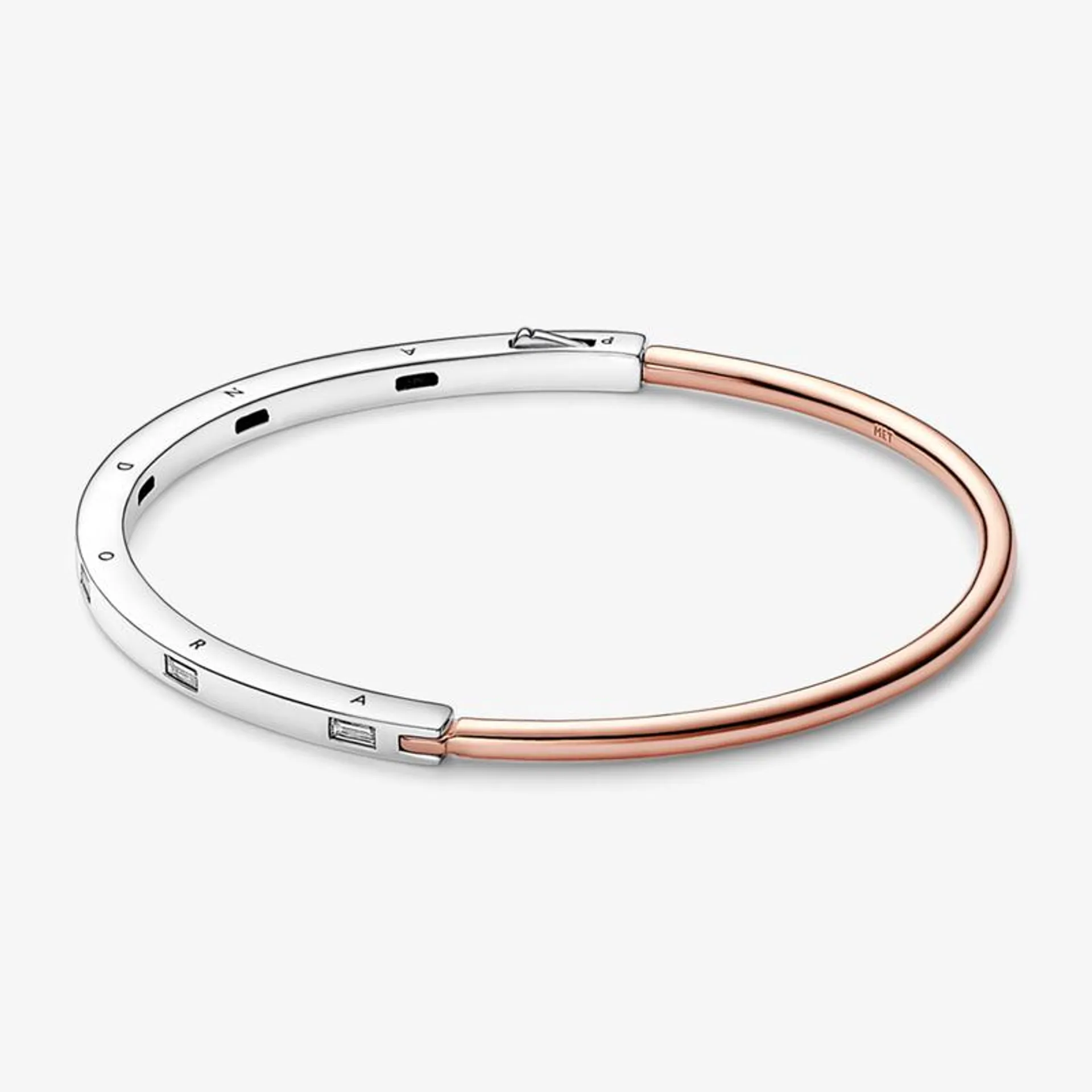 Bracelete Pandora Signature ID Dois Tons Pedras