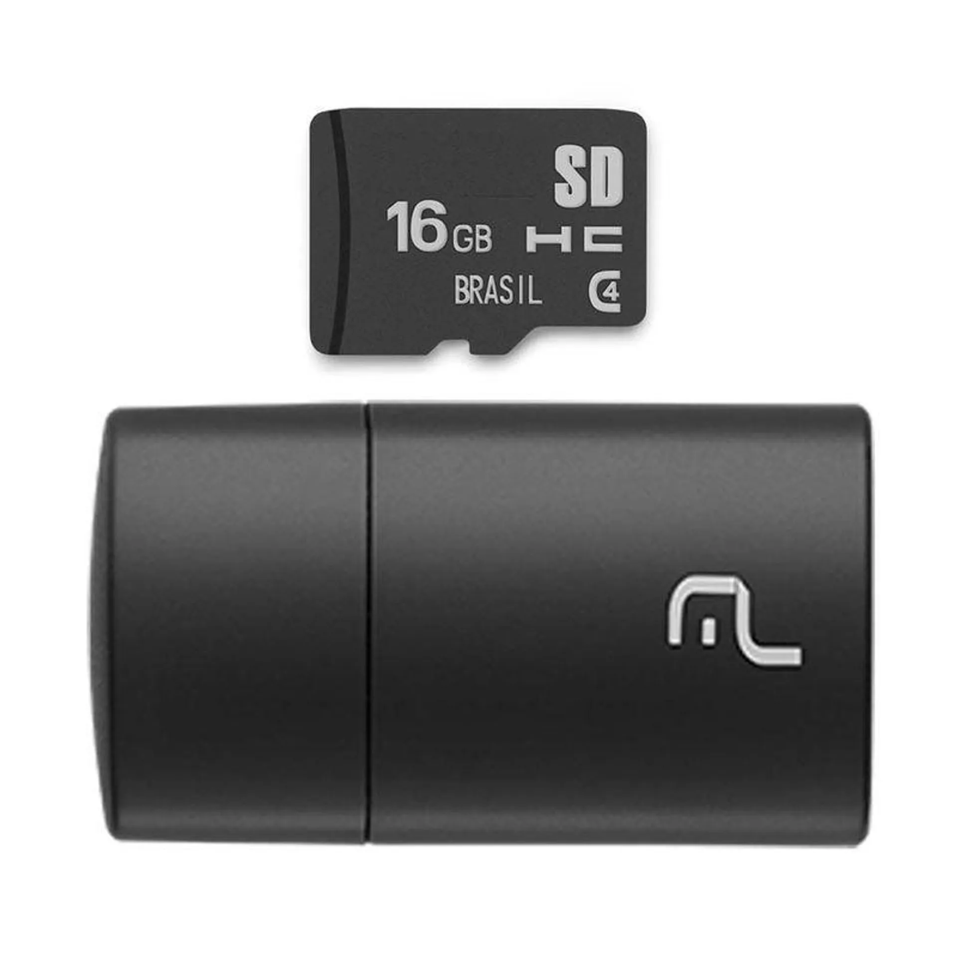 Kit 2 em 1 Leitor USB + Cartão De Memória Micro SD Classe 4 16GB Preto Multi - MC172