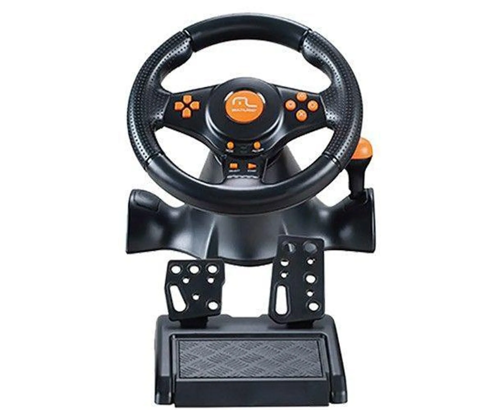 Volante Racer Multi 3x1 PS2 PS3 E PC Com Marcha Preto/Laranja, JS074
