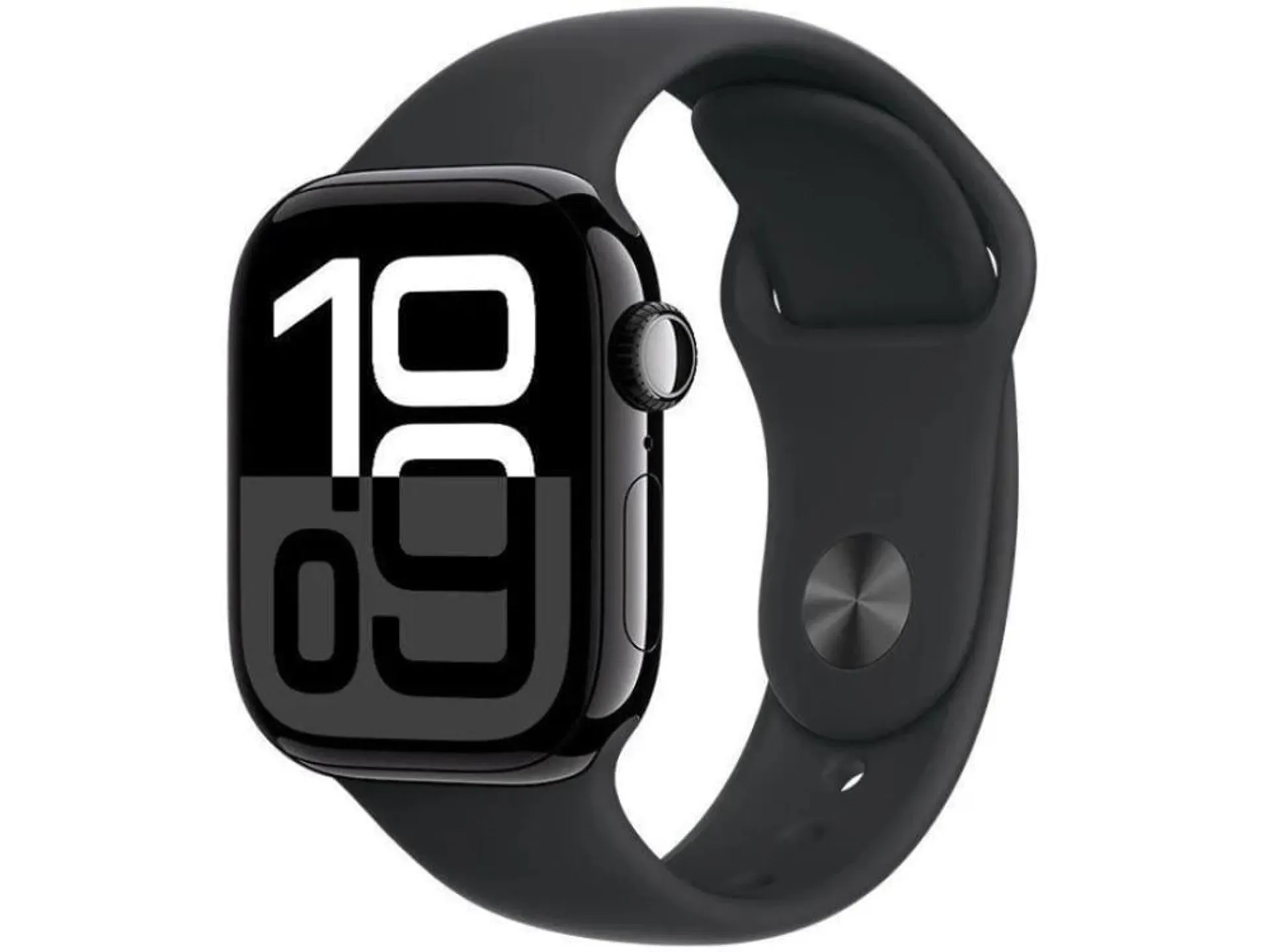 Apple Watch Series 10 (GPS 42 mm) Caixa Preto Brilhante em Alumínio com Pulseira Esportiva Preta (Jet Black)