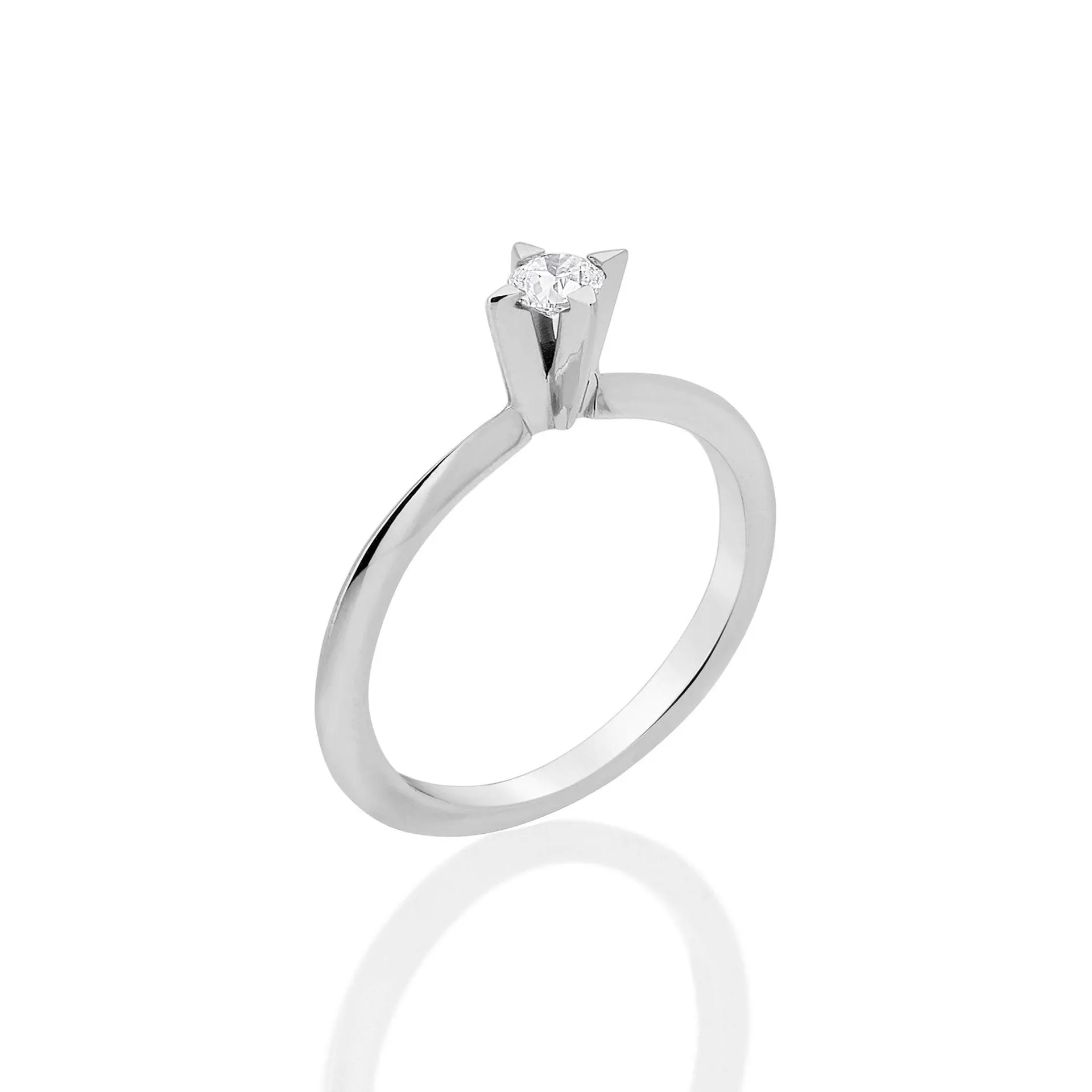 Anel Savage De Ouro Branco 18K E Diamante Solitário