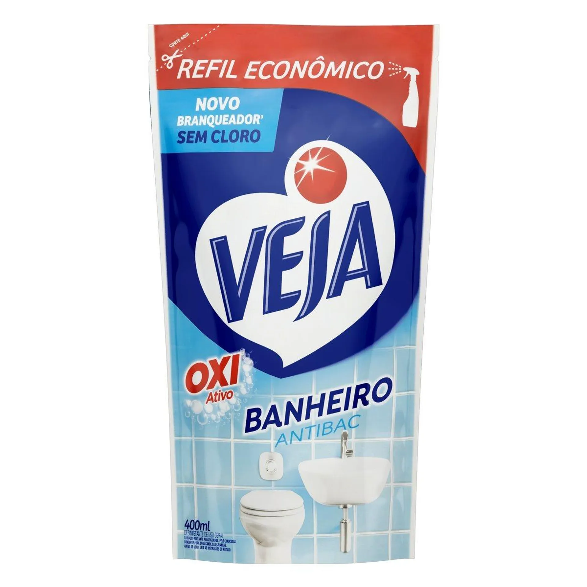 Limpador Sanitário Veja Branqueador Oxi Ativo Antibac Sem Cloro Sachê 400ml