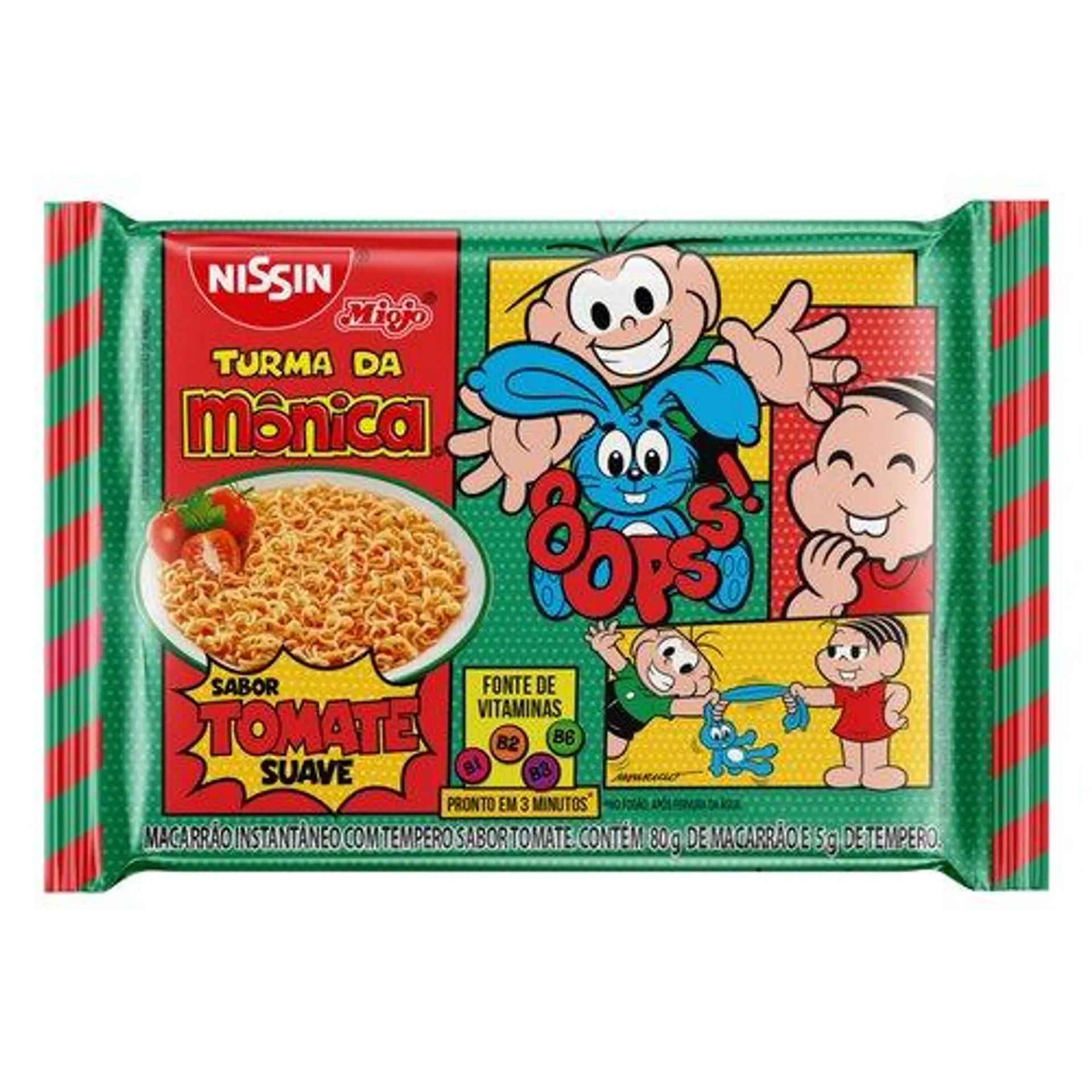 Macarrão Instantâneo Lámen Tomate Suave Turma da Mônica Nissin Miojo Pacote 85g