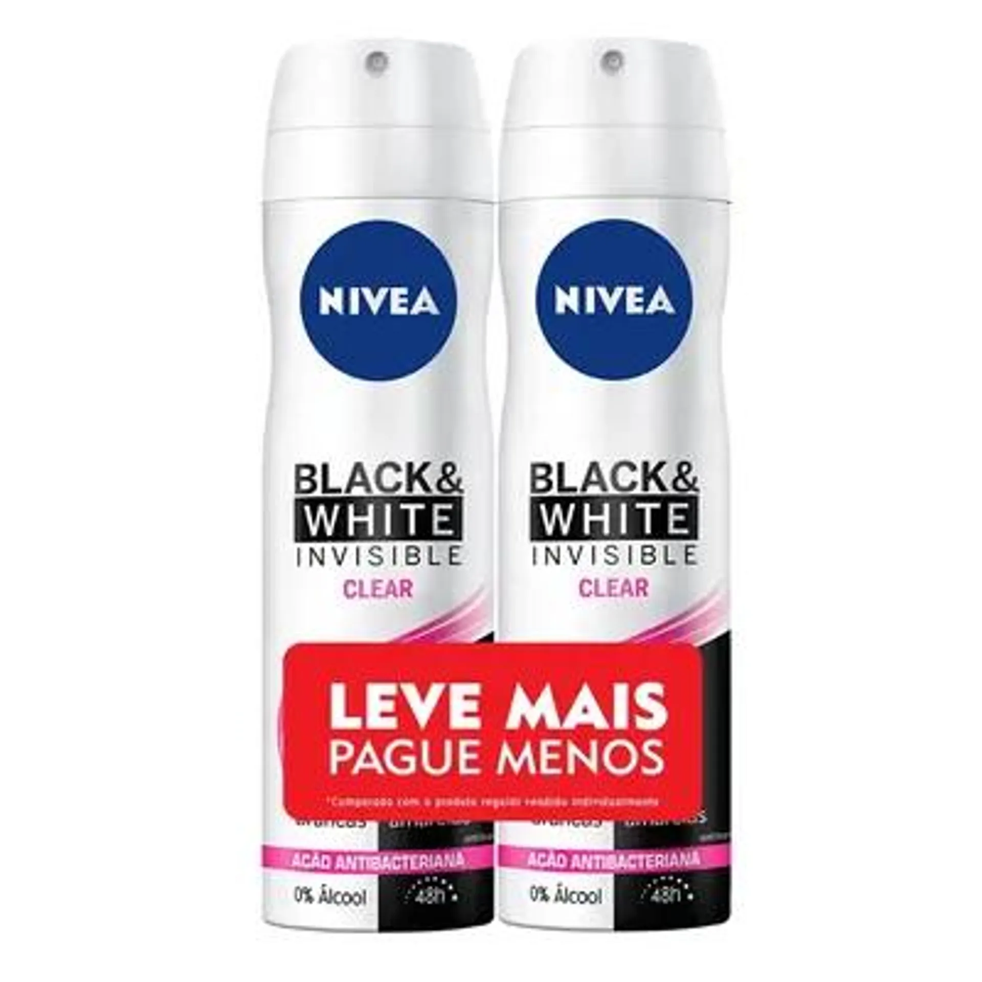 Kit Desodorante Aerosol Nivea Invisible B&W Clear 150ml 2 Unidades- Embalagem Econômica