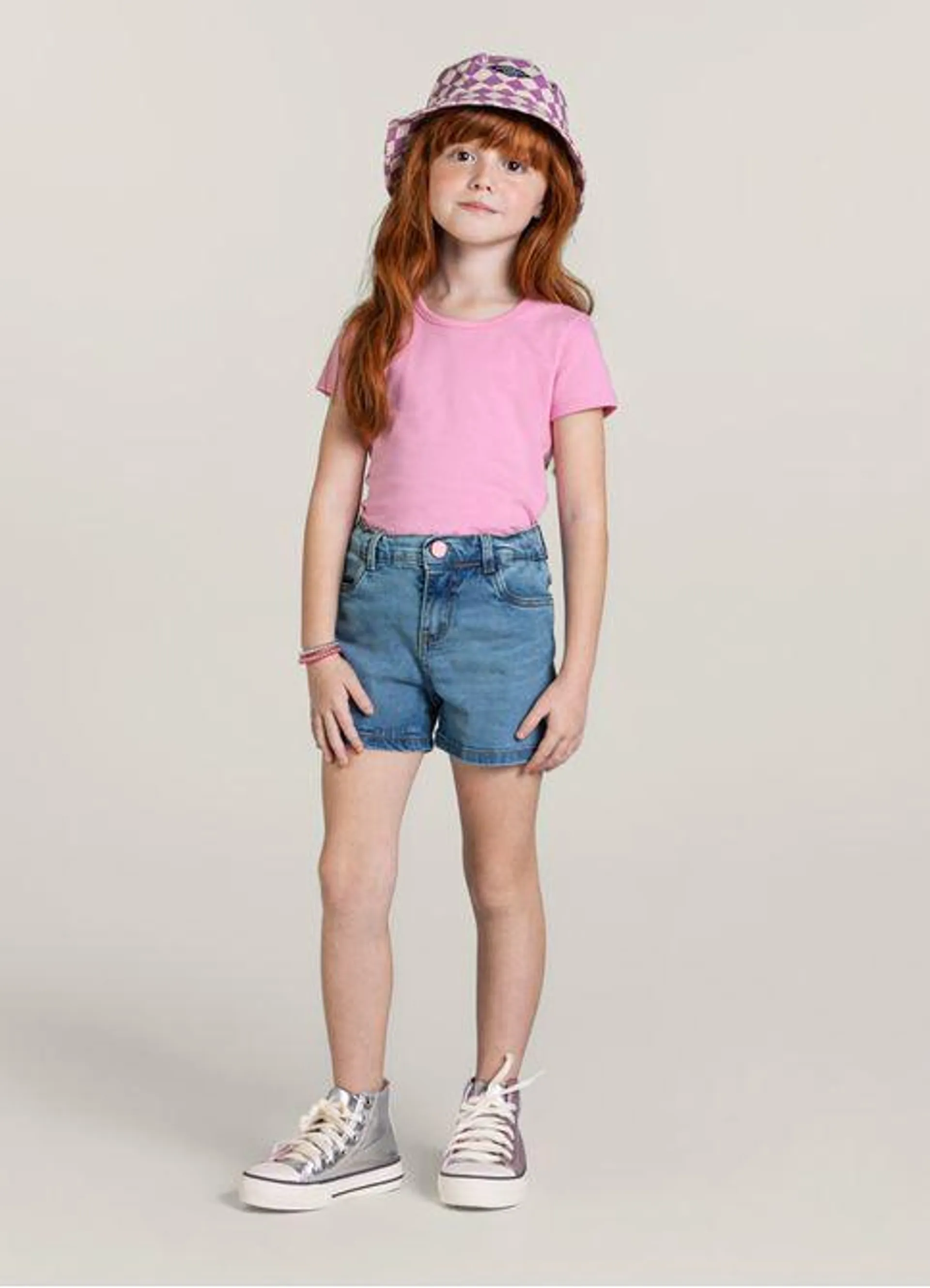 Shorts jeans infantil menina Brandili