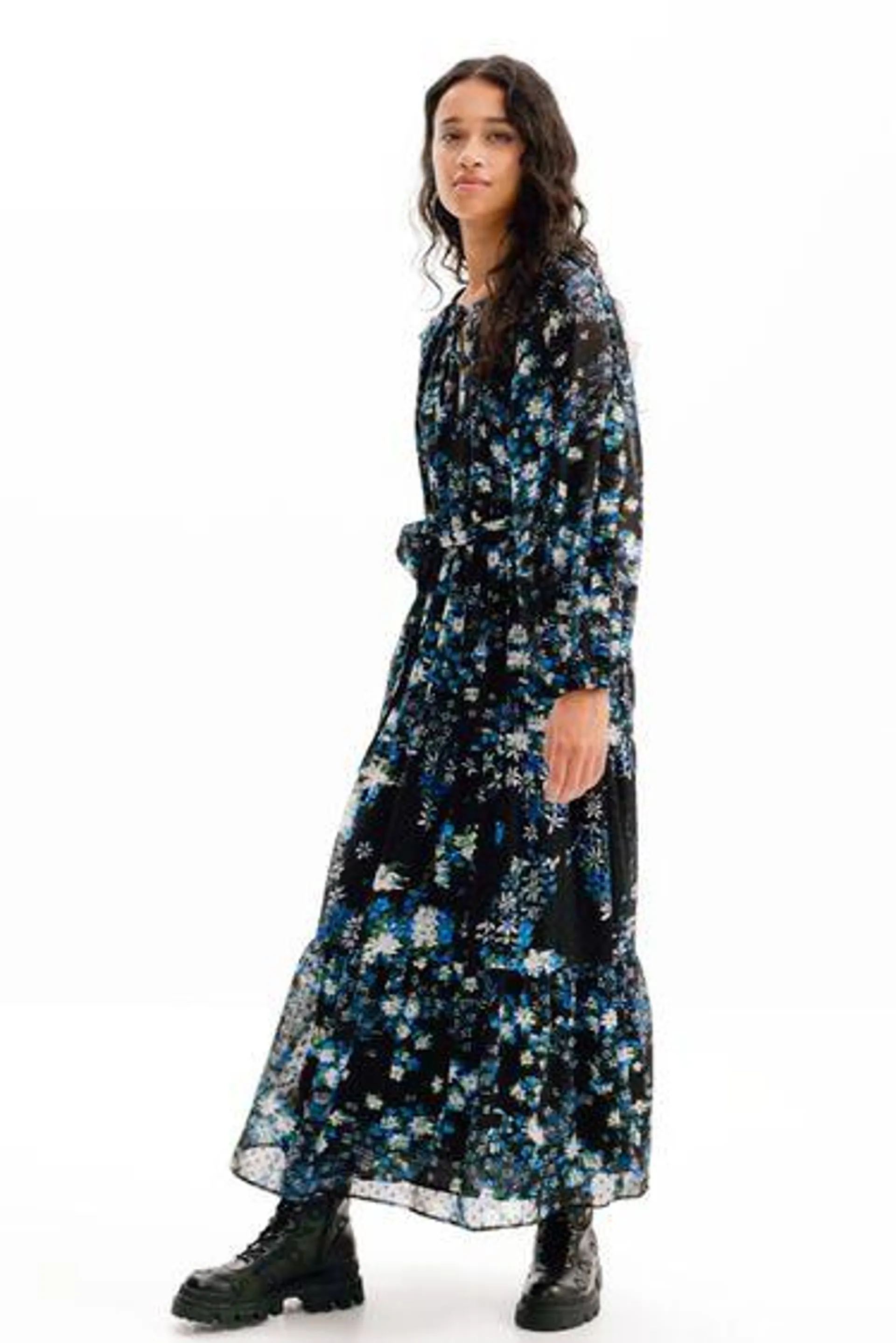 Floral plumetis midi dress