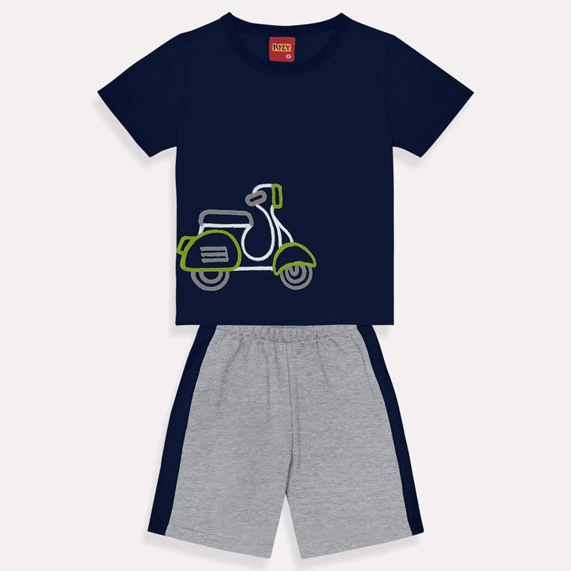 Conjunto Infantil Menino com Estampa de Moto Bordada Kyly