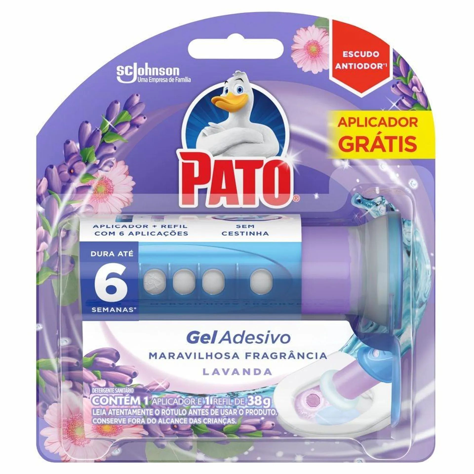 Gel Adesivo Pato Lavanda Refil 6 Discos Grátis Aplicador