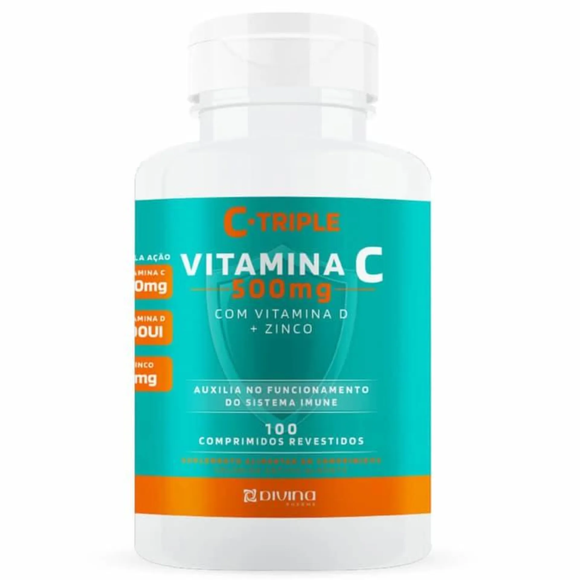 Vitamina C 500 mg com Vitamina D e Zinco C-Triple 100 comprimidos