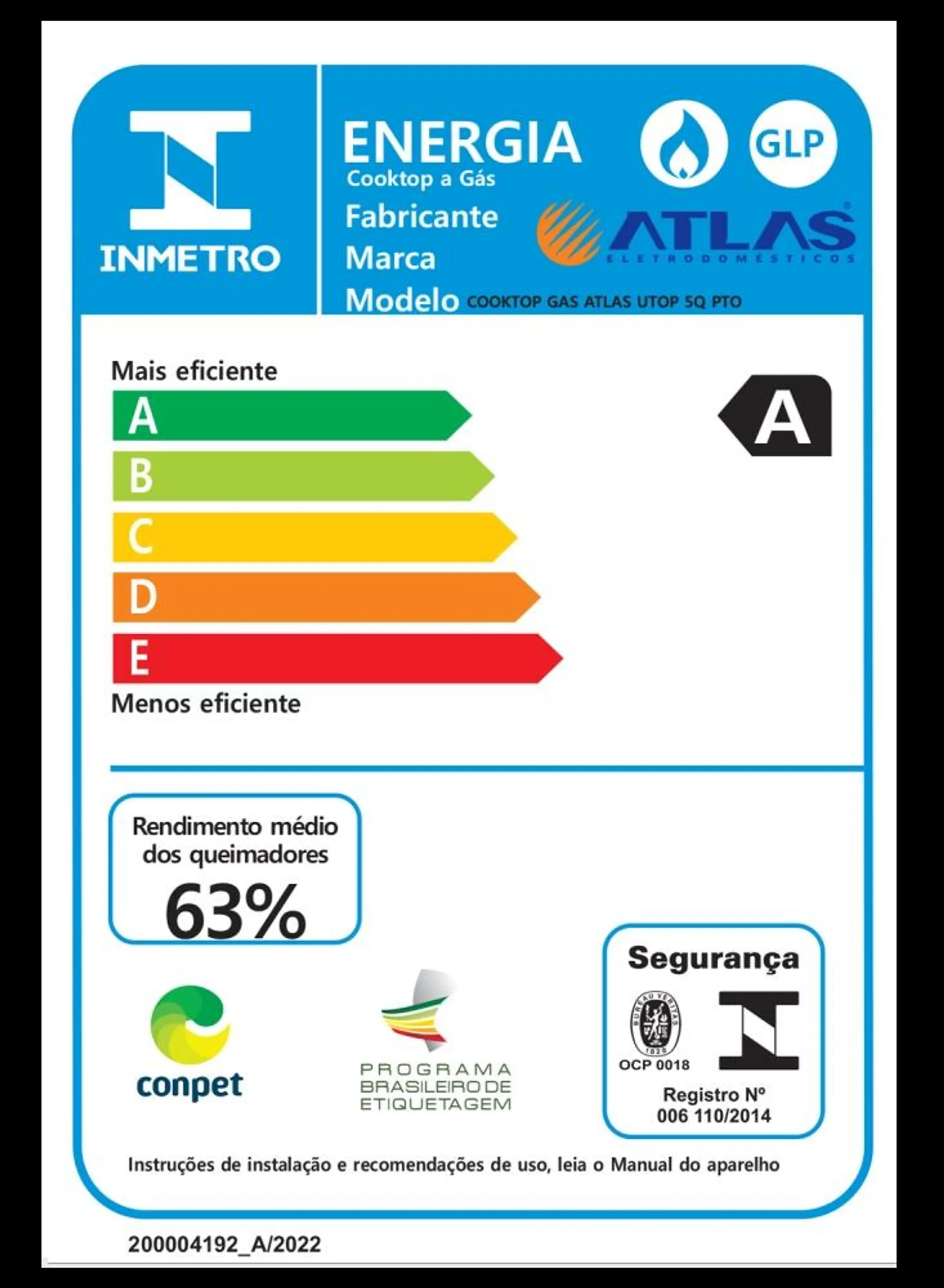 Cooktop 5 Bocas com Mesa de Vidro UTop Atlas