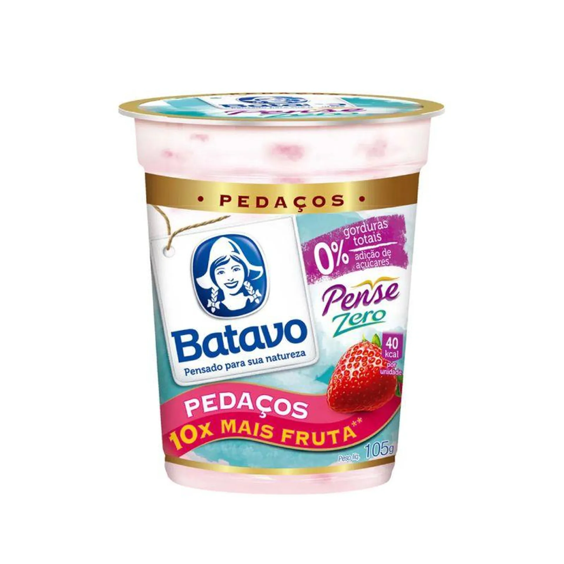 Iogurte Batavo Pense Zero Pedaços Morango 500gLactose Pote 450g