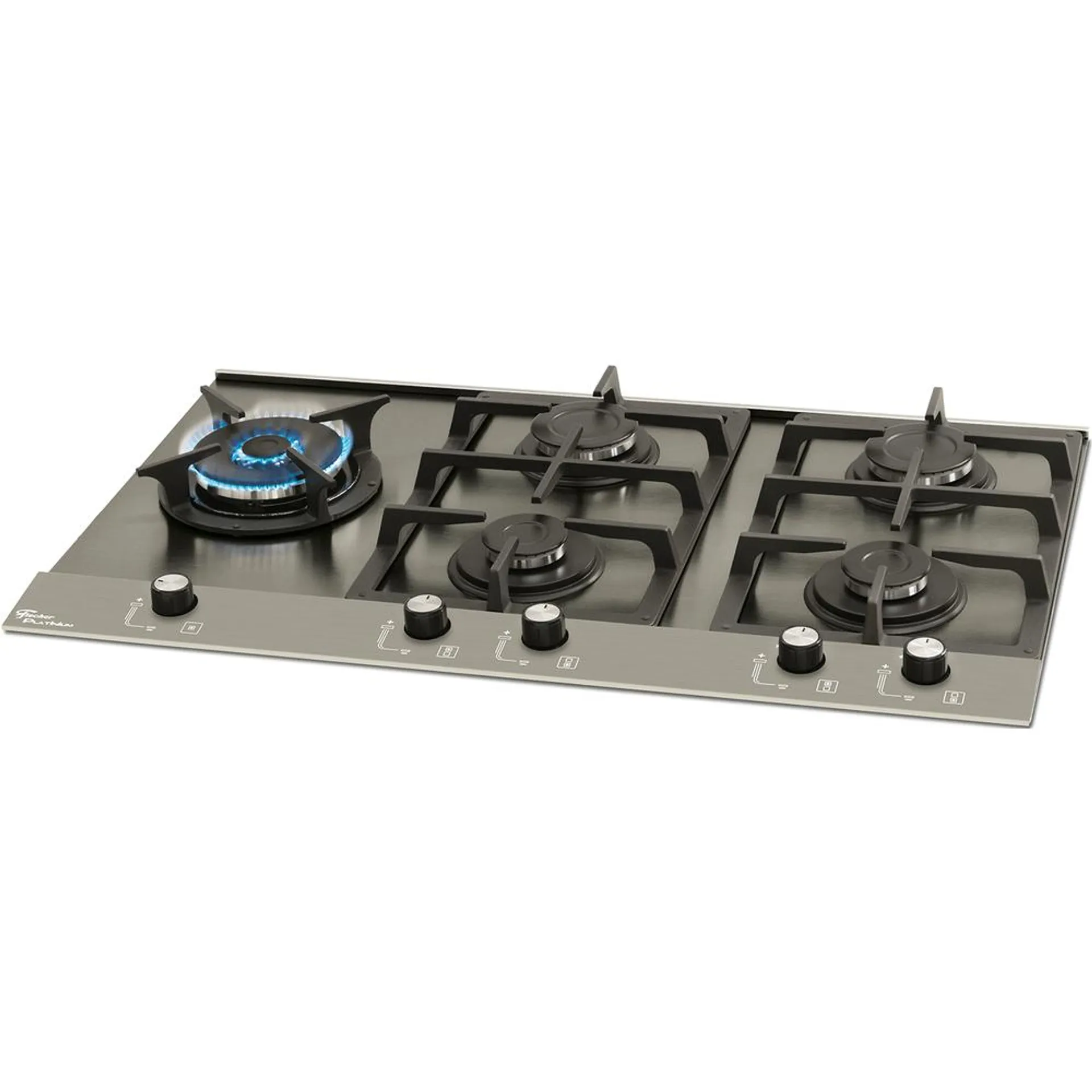 Cooktop Fischer 5 Bocas, Tripla Chama, Mesa em Aço Escovado Prime - 19784-51515 Bivolt