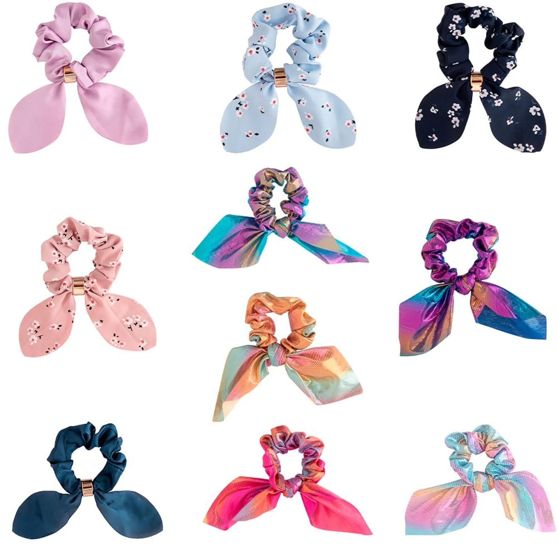 Elástico Para Cabelo Laço Anel Poliéster Sortido 8x12cm LM1880 - honeyhome
