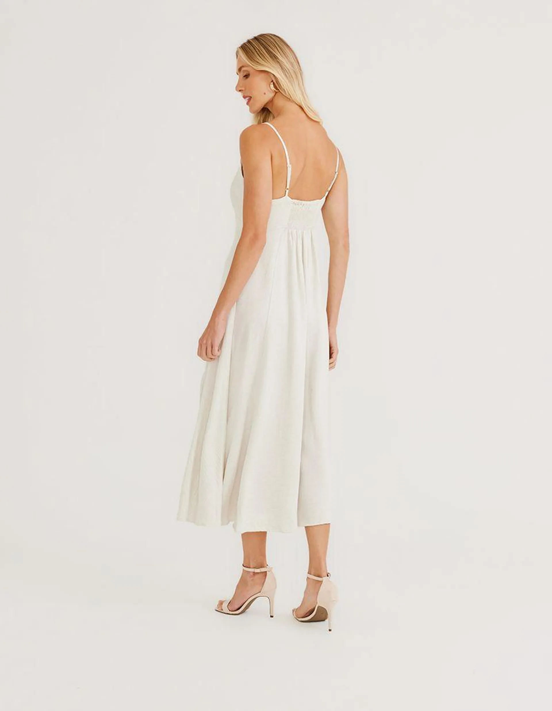 Vestido Midi Linen - Areia