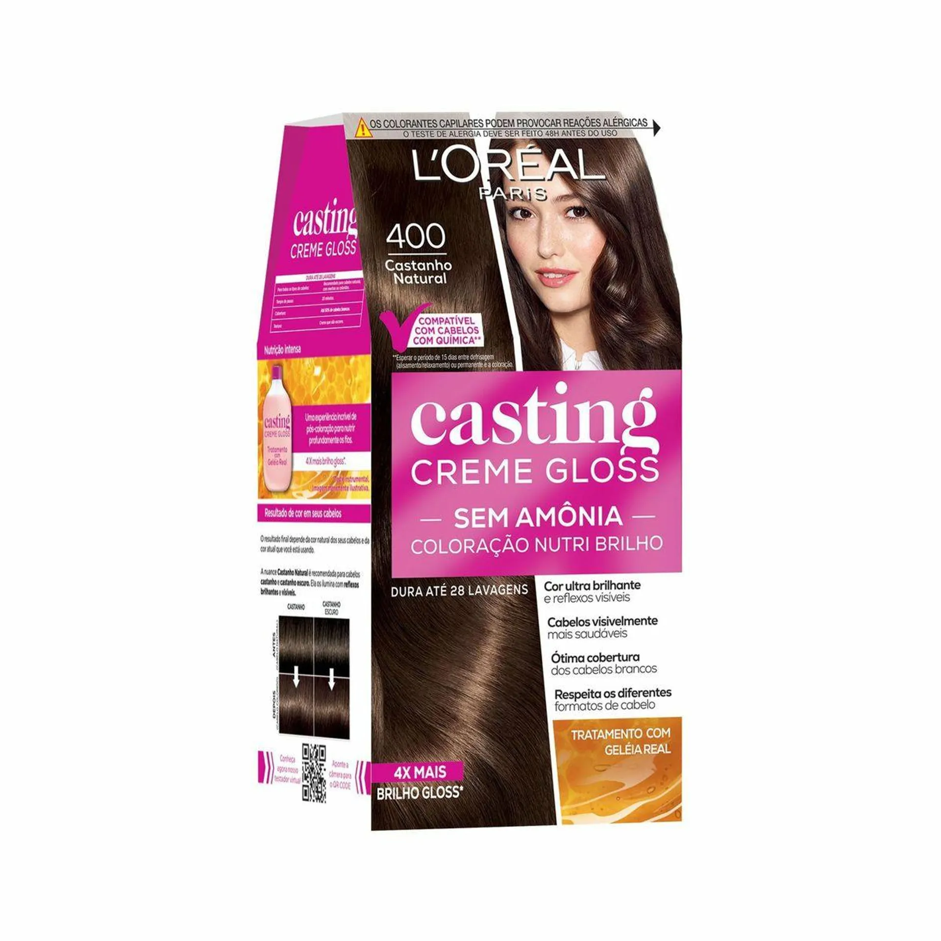 Tintura L’Oréal Paris Casting Creme Gloss 400 - Castanho Natural 246g