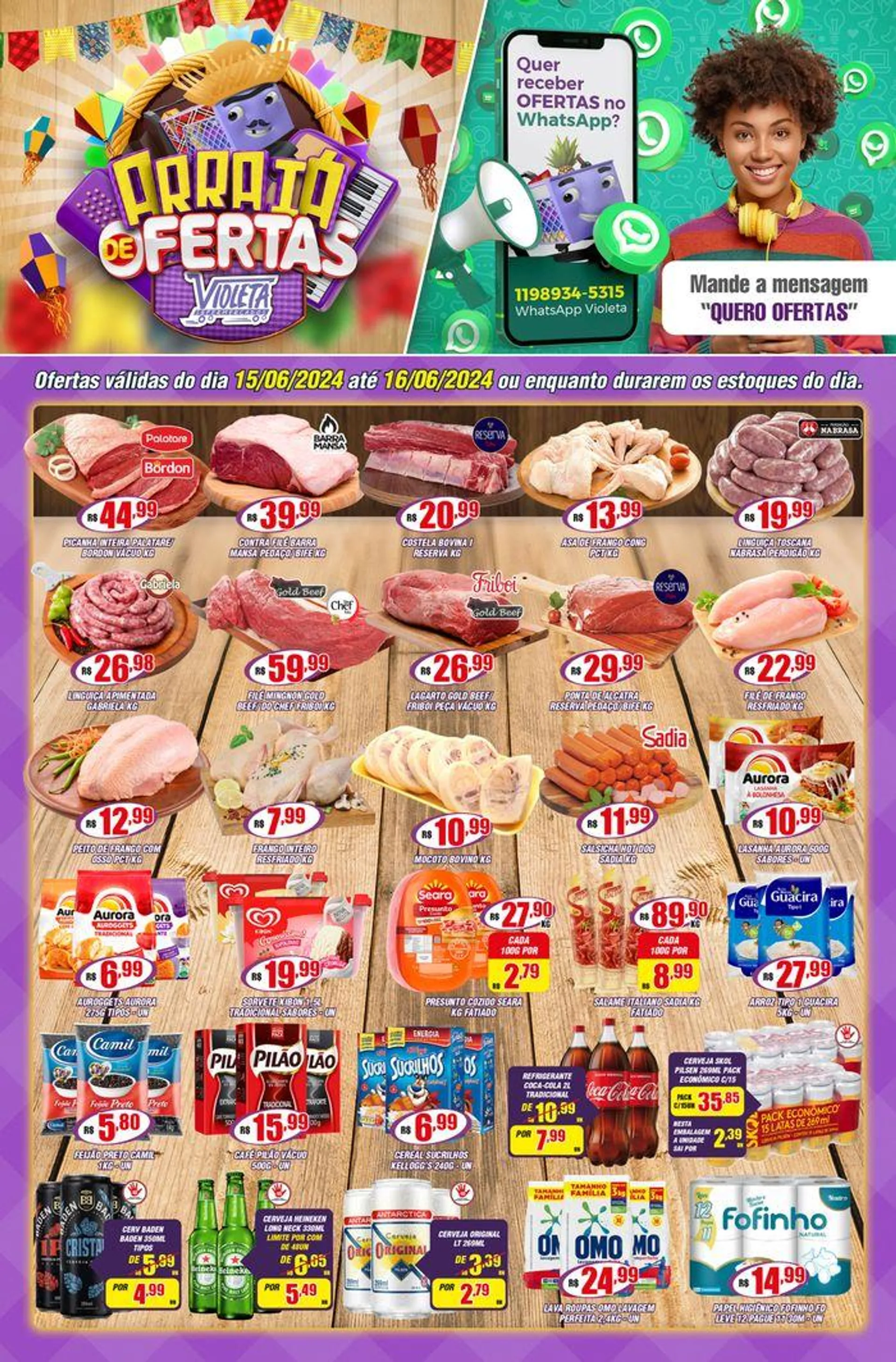 Encarte de Ofertas Violeta Supermercados 15 de junho até 16 de junho 2024 - Pagina 1