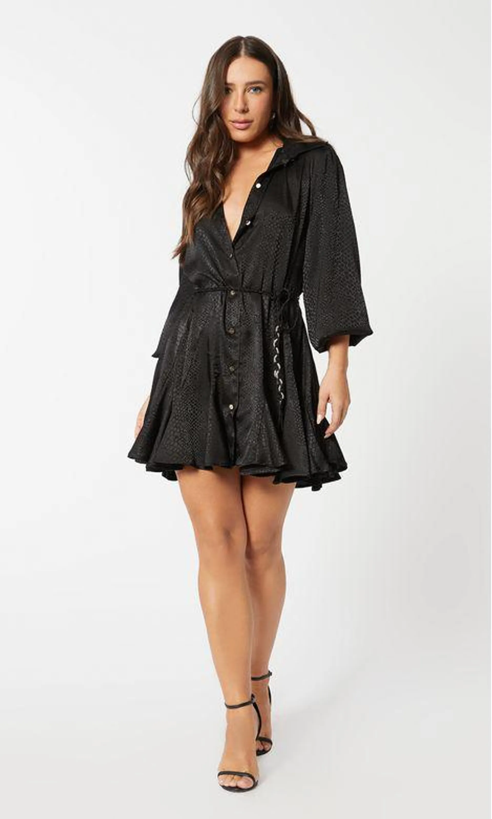 Chemisie Gypsy Silk Jacquard - Preto