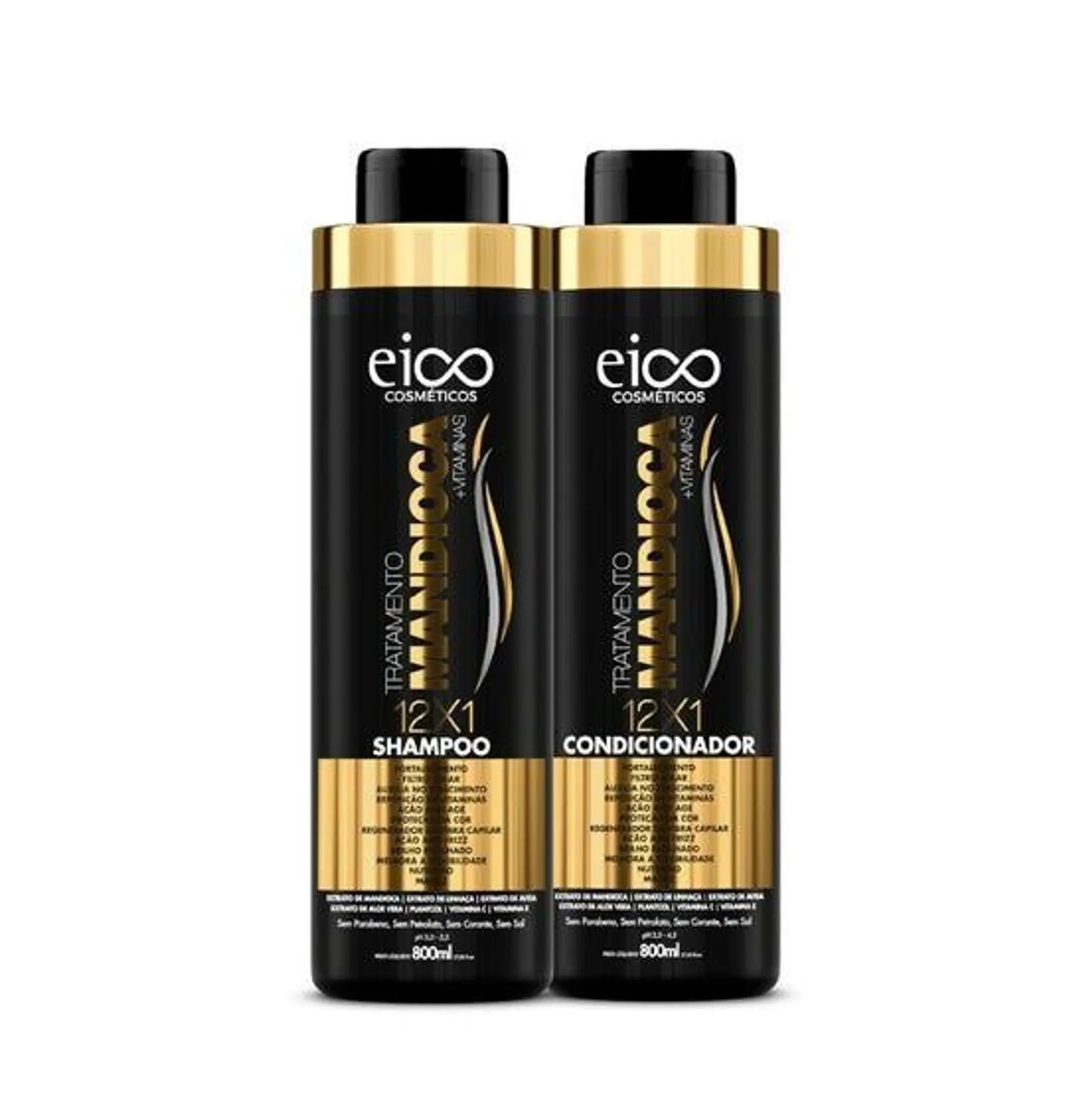 Kit Shampoo + Condicionador Eico Tratamento Mandioca 800ml