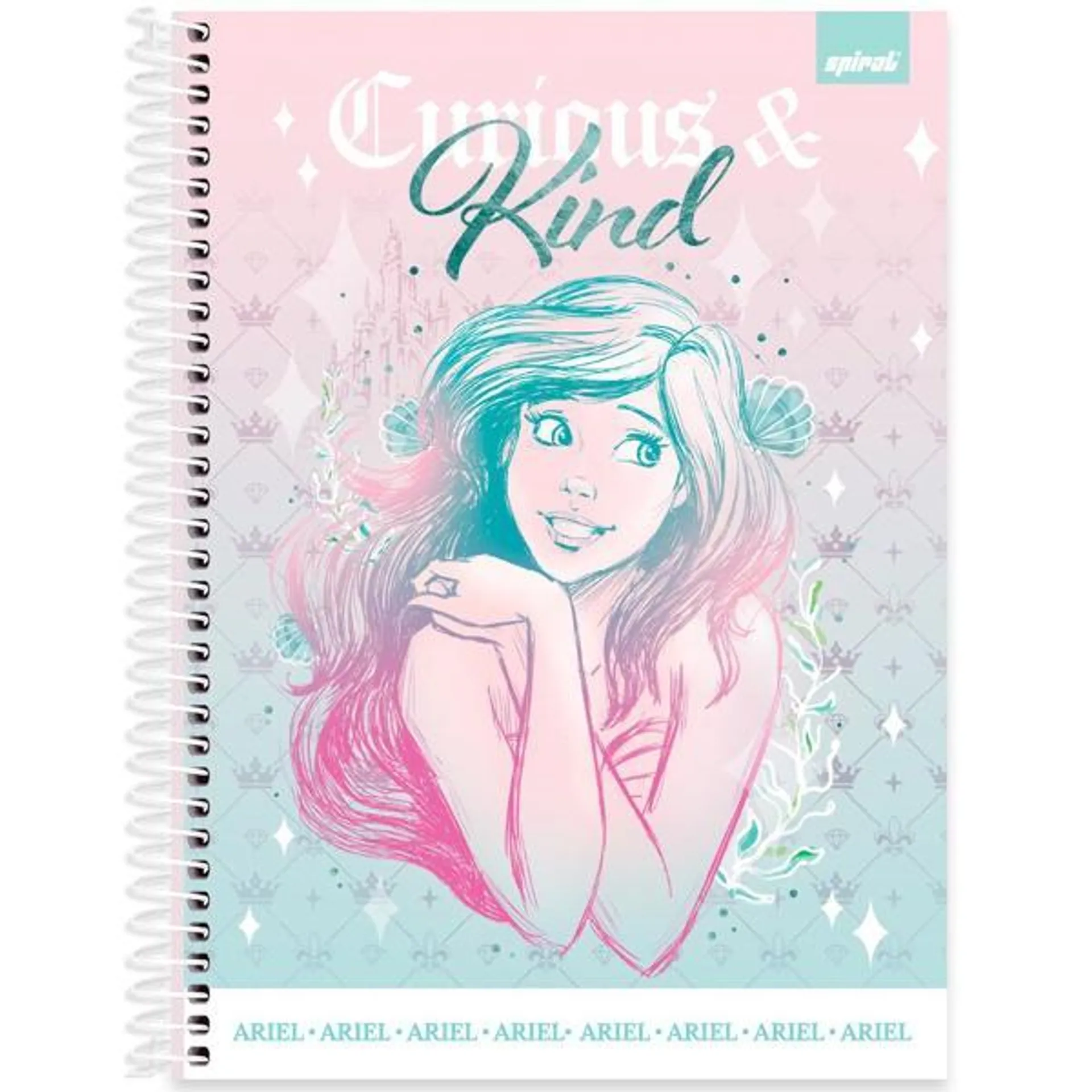 Caderno Universitário Capa Dura 1X1 80 Folhas Disney Princesas Ariel Spiral - PT 1 UN