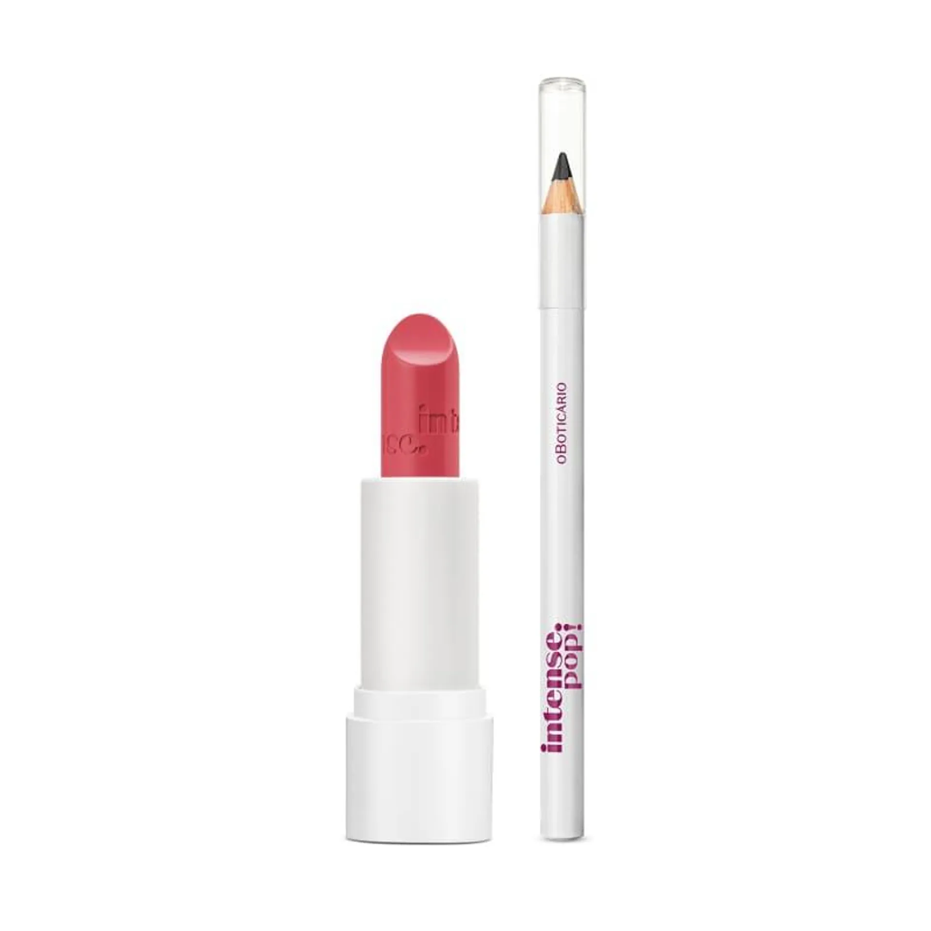 Combo Intense Pop: Batom Rosa Malva 3,6g + Lápis Para Olhos Preto 1,1g