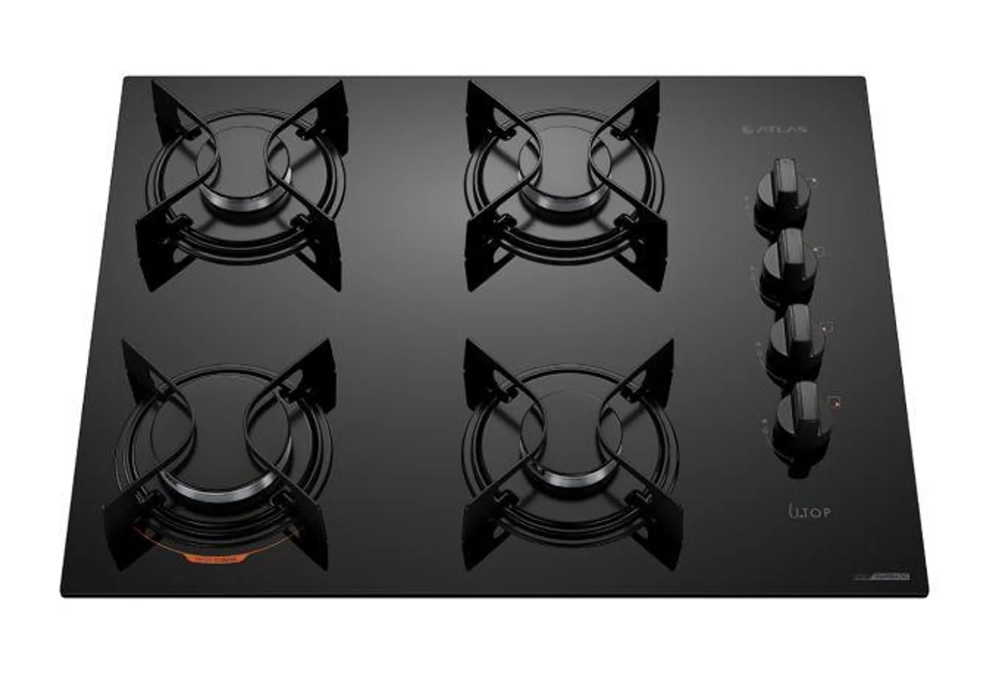 Cooktop Atlas U.Top - 4 Bocas, Mega Chama, Acendimento Super Automático - Preto