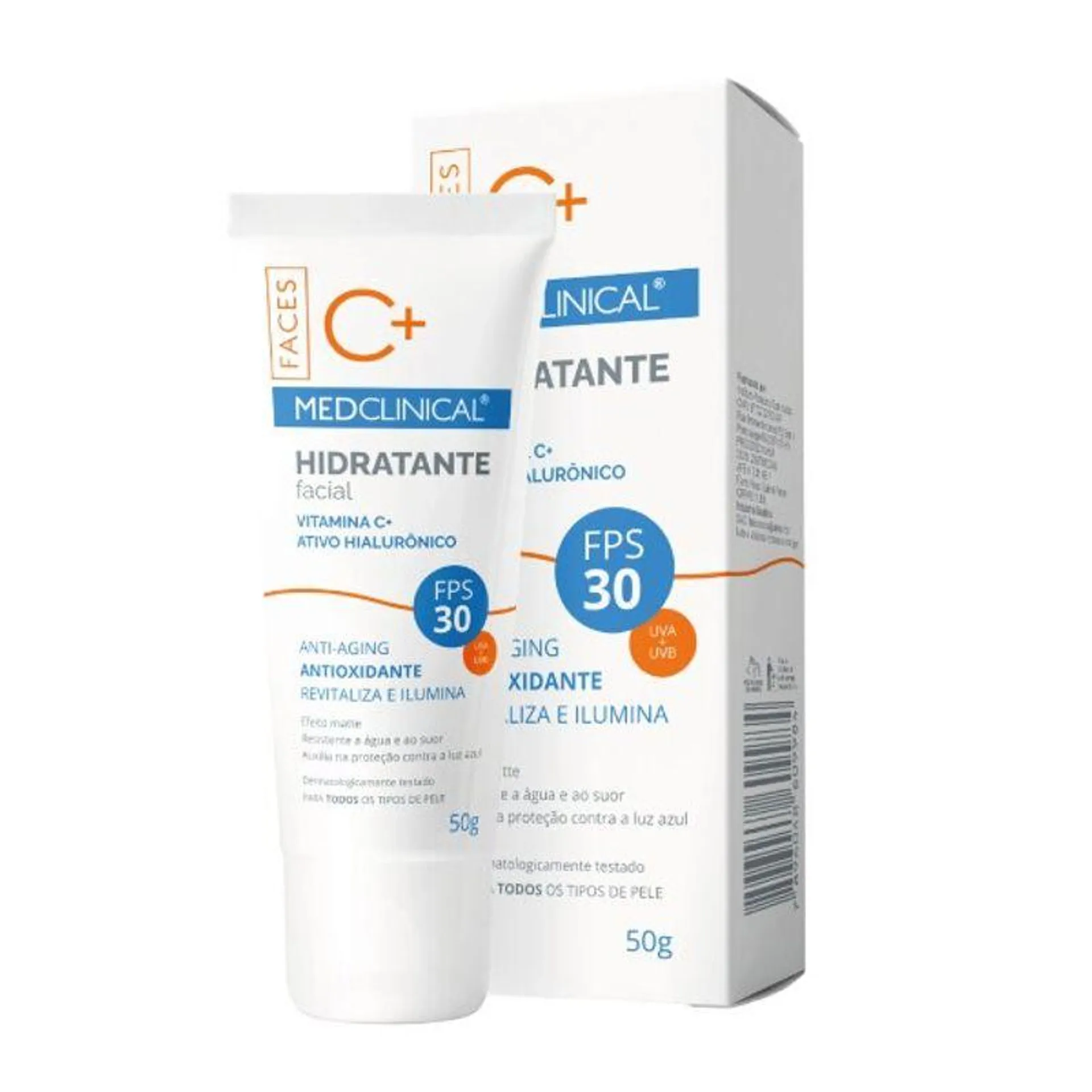 Creme Hidratante Medclinical Facial Fps30 Vitaminas C+Ativo Hialuronico 50g