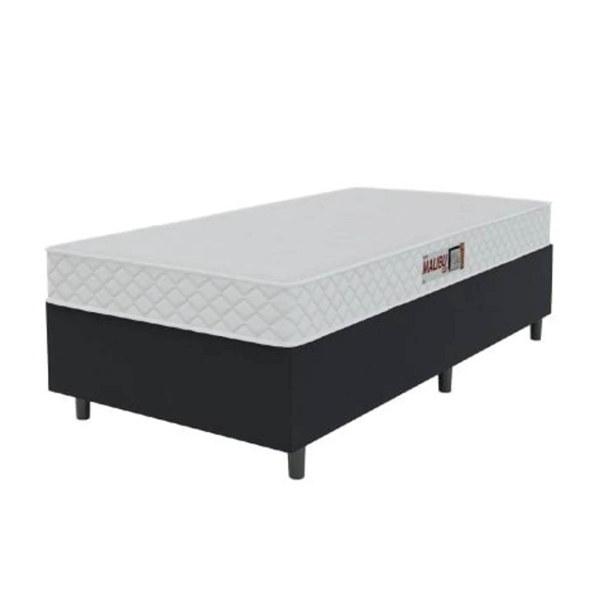 Cama Box Colchão Solteiro Espuma D20 Malibu 78x188x50cm Branco / Preto Hellen