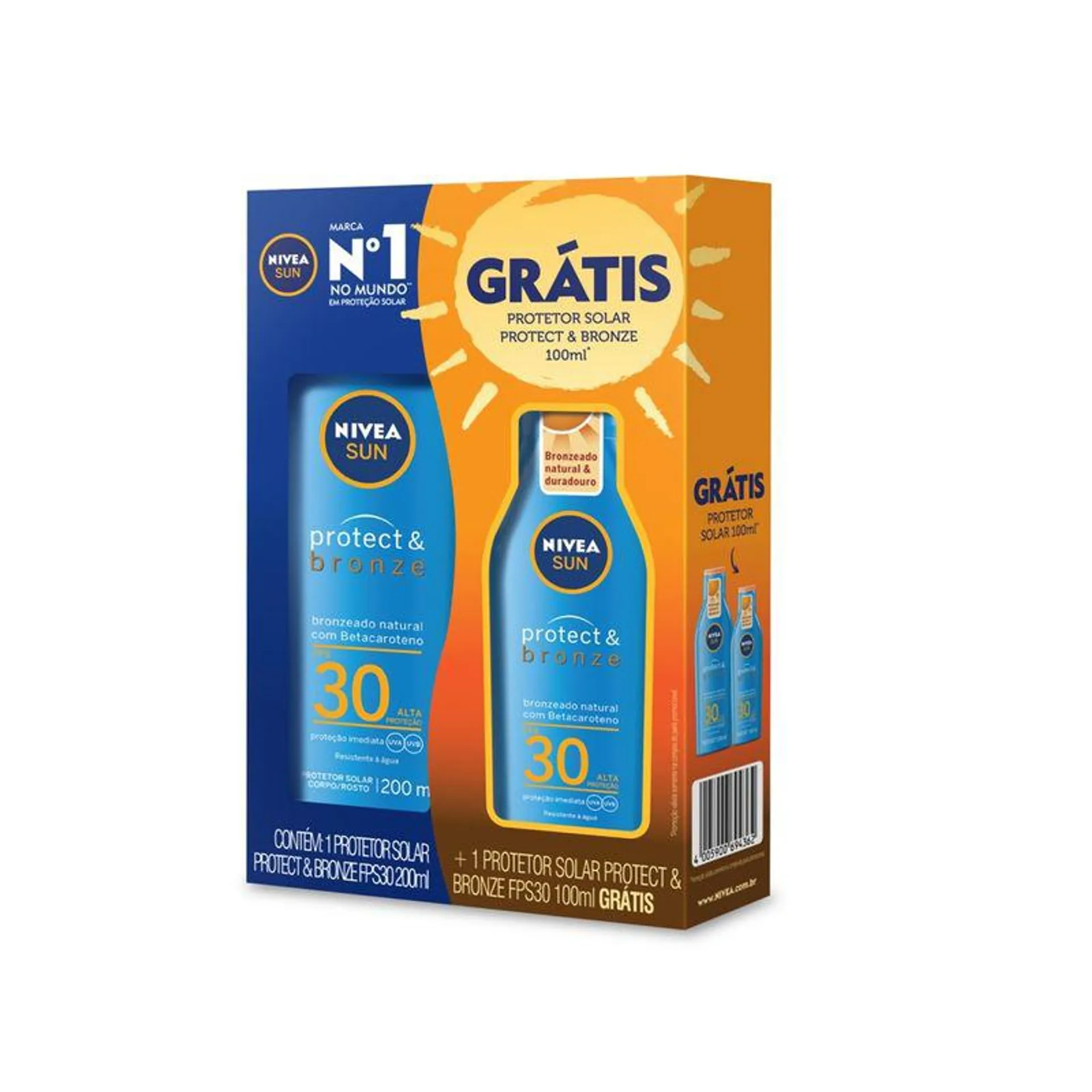 Protetor Solar Nivea Protect Bronze Fps30 200ml Grátis Protetor Solar Nivea Protect Bronze Fps30 100ml
