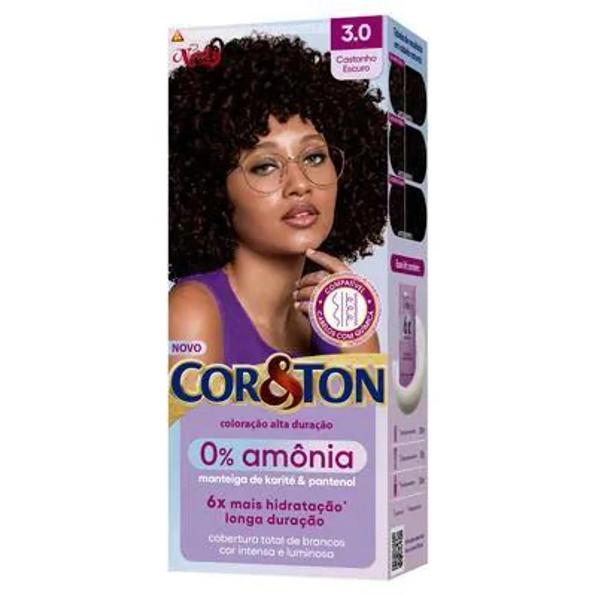 Tintura Cor&Ton Niely 0% Amônia 3.0 Castanho Escuro