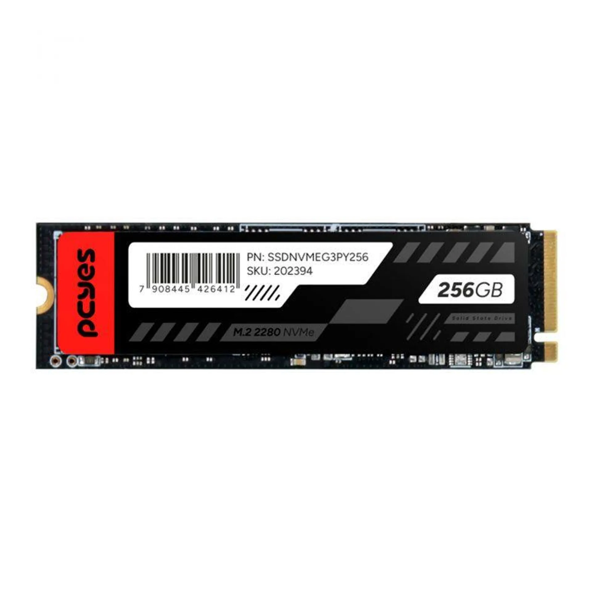 SSD Pcyes PY256, 256GB, M.2 2280 PCIe NVMe, Leitura 2019MB/s, Gravacao 1052MB/s, SSDNVMEG3PY256