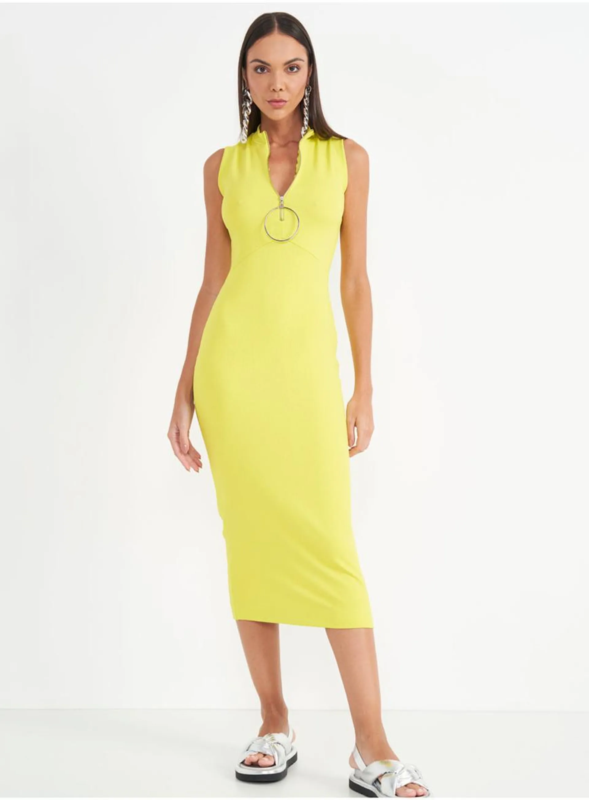 Vestido Midi Com Zíper